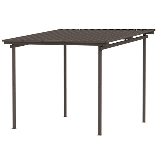 3 x 3(m) Garden Pergola with Waterproof Metal Roof, Lean to Pergola Hardtop Gazebo, Wind-resistant Outdoor Sun Shade, Easy to Assemble