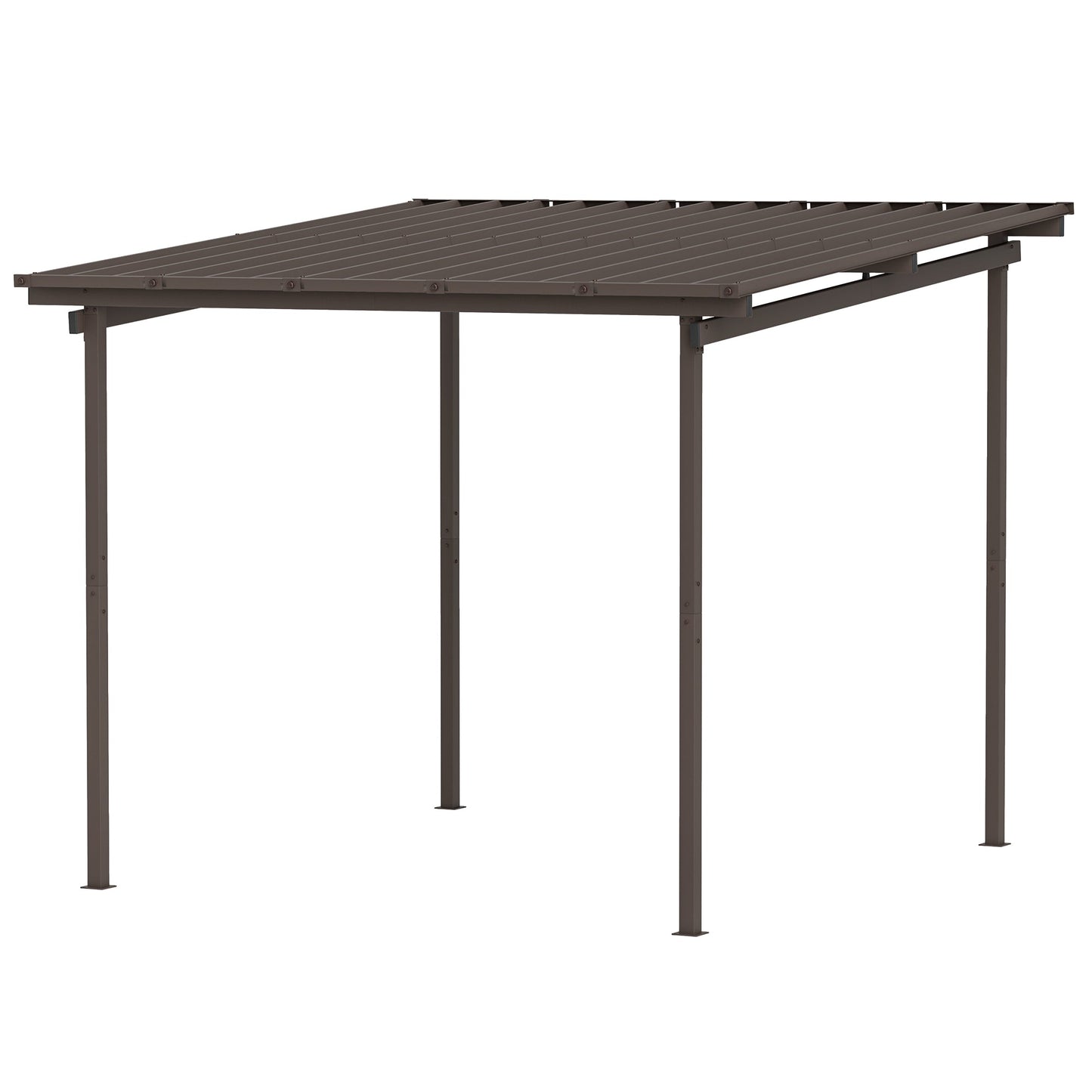 3 x 3(m) Garden Pergola with Waterproof Metal Roof, Lean to Pergola Hardtop Gazebo, Wind-resistant Outdoor Sun Shade, Easy to Assemble