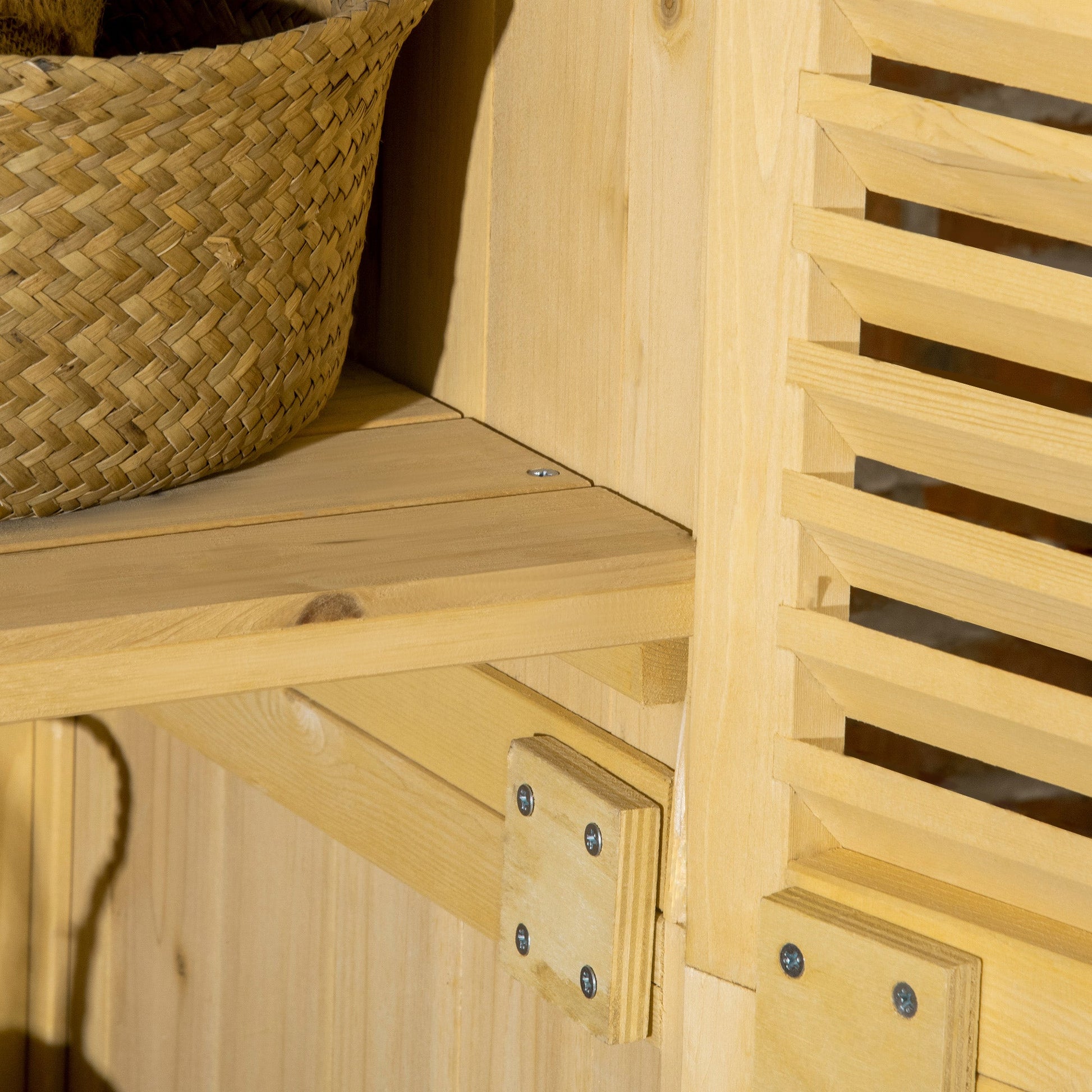87 x 47 x 160cm Wooden Garden Shed, Sheds & Outdoor Storage with Asphalt Roof and 2 Lockable Doors, Natural