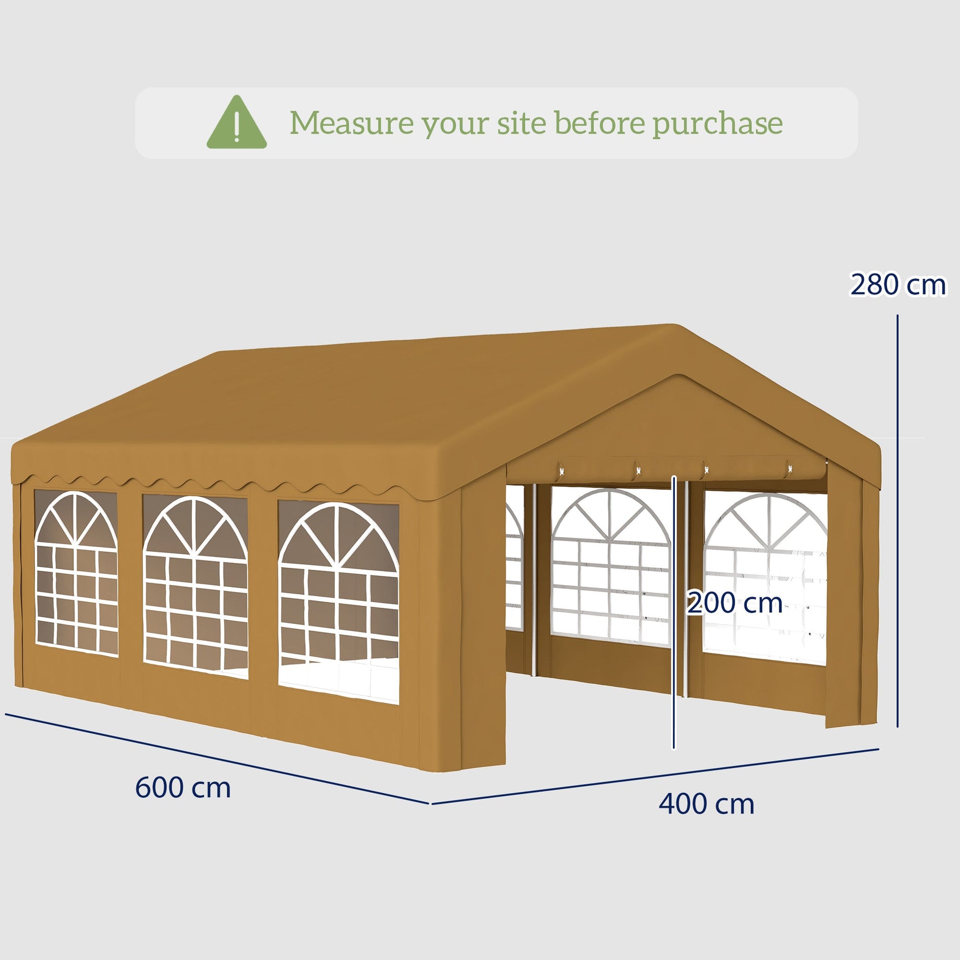 6m x 4m Garden Gazebo, Galvanised Marquee Party Tent with Removable Sides and Windows for Parties, Wedding and Events, Yellow