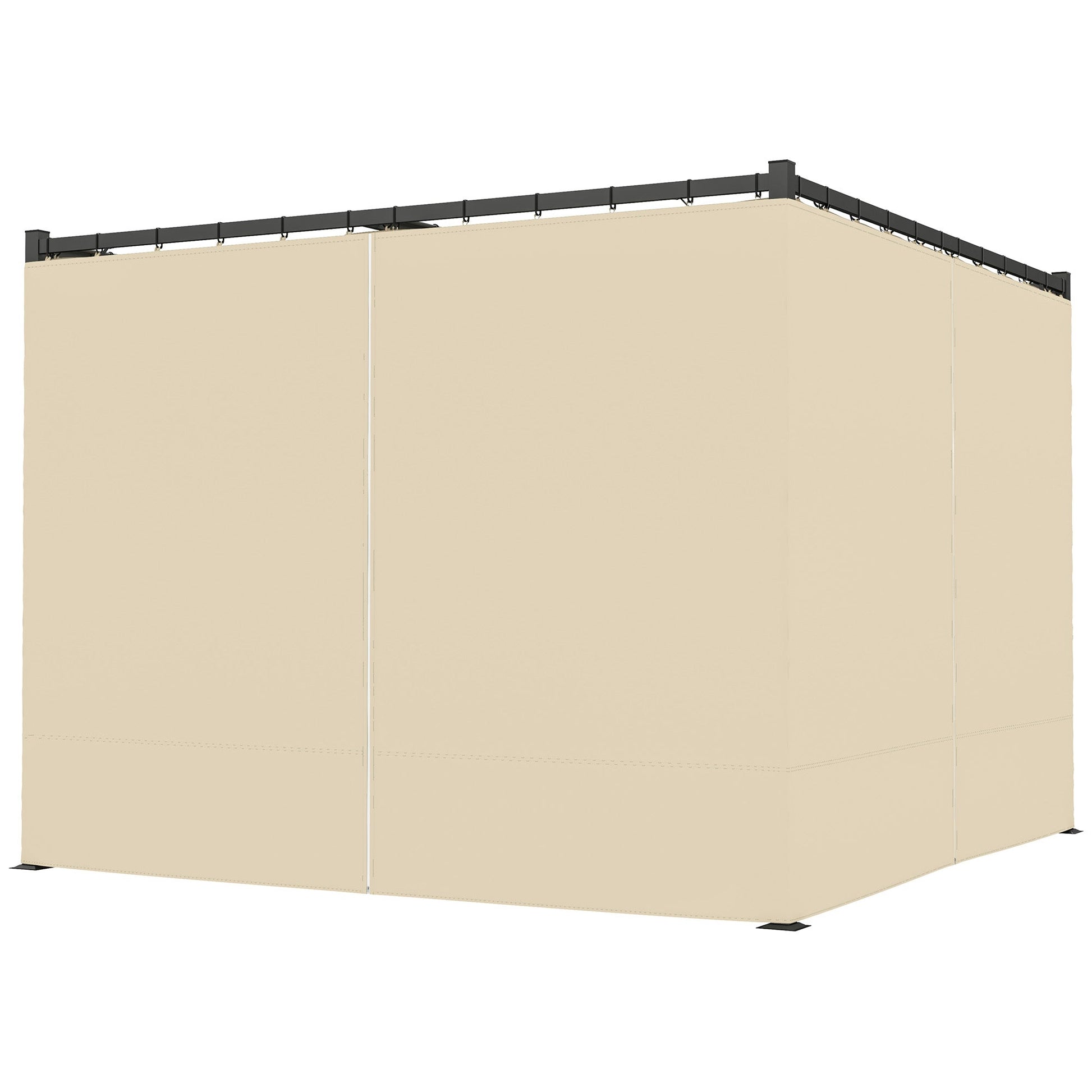 3 x 3(m) Pergola with Retractable Roof Canopy and Curtains, Metal Frame Garden Gazebo Outdoor Sun Shade Shelter for Grill, Patio, Deck, Khaki