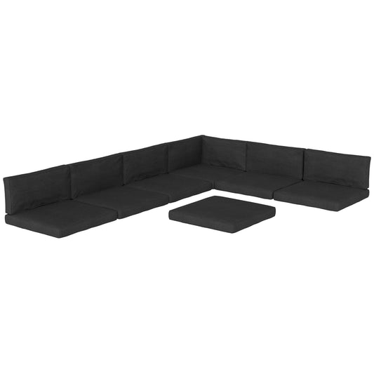 Replacement Cushions for Rattan Furniture, 14 Piece Outdoor Seat Cushion Pad for Patio Conversation Set, 7 Seat Cushions and 7 Back Cushions, Black