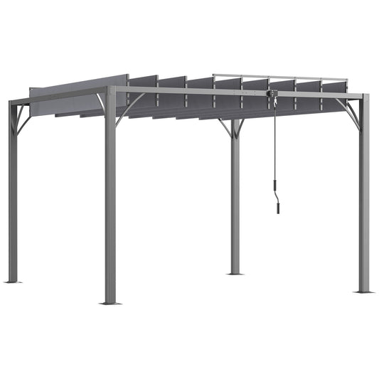 3 x 3(m) Outdoor Louvered Pergola with Adjustable Roof, AluminIum Patio Gazebo Canopy with Ground Stakes for Patio, Lawn, Garden, Grey