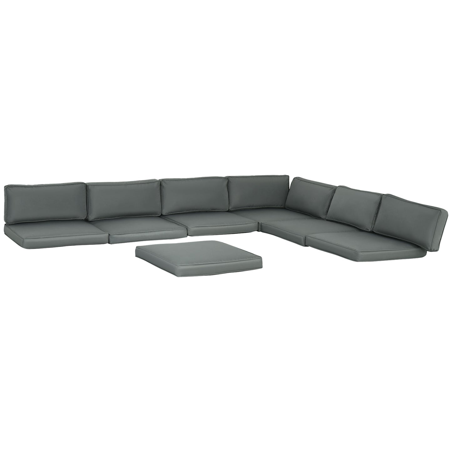 Replacement Cushions for Rattan Furniture, 14 Piece Outdoor Seat Cushion Pad for Patio Conversation Set, 7 Seat Cushions and 7 Back Cushions, Grey