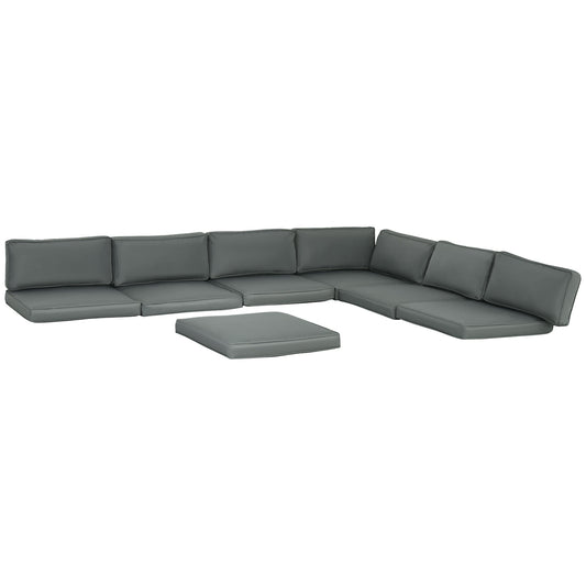 Replacement Cushions for Rattan Furniture, 14 Piece Outdoor Seat Cushion Pad for Patio Conversation Set, 7 Seat Cushions and 7 Back Cushions, Grey