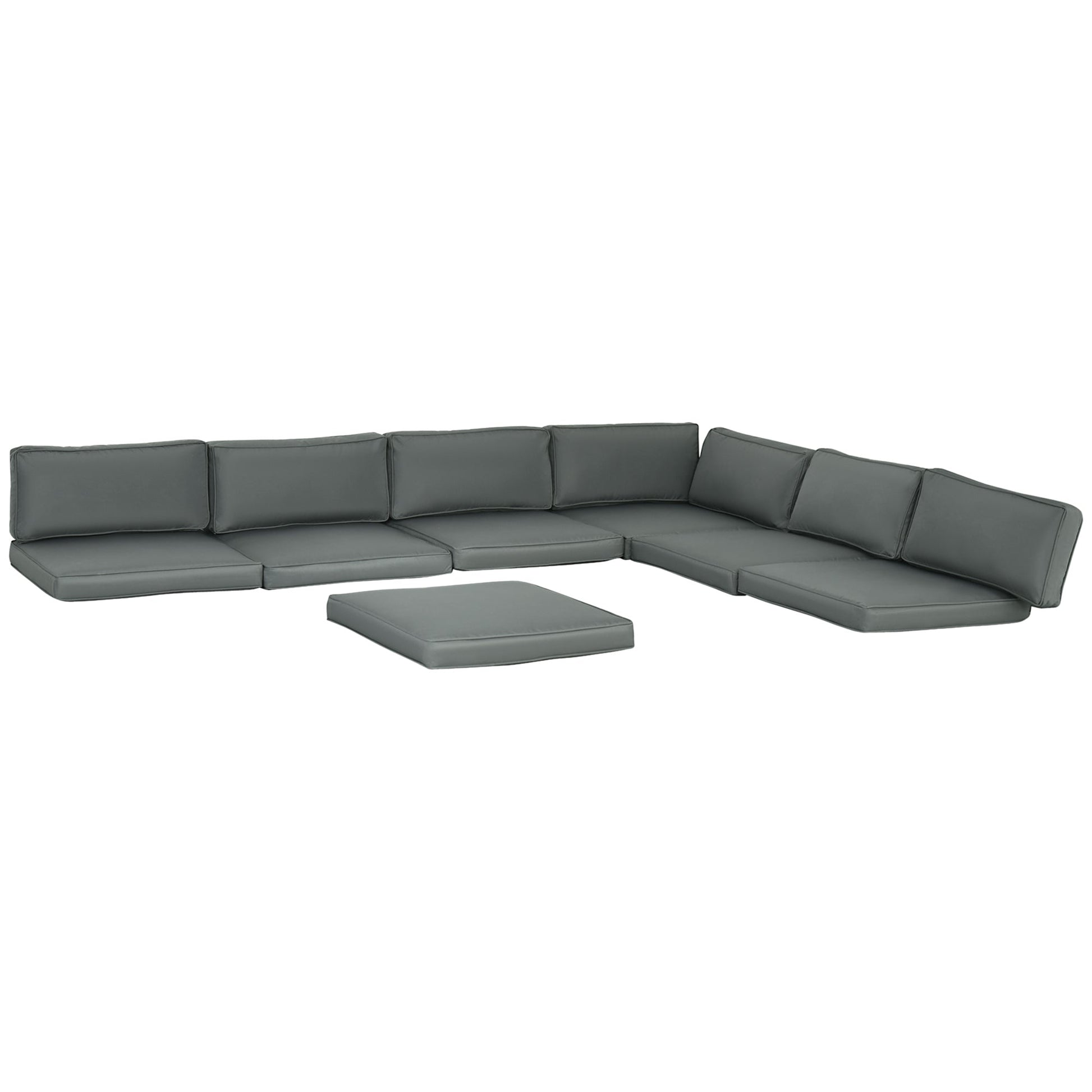 Replacement Cushions for Rattan Furniture, 14 Piece Outdoor Seat Cushion Pad for Patio Conversation Set, 7 Seat Cushions and 7 Back Cushions, Grey