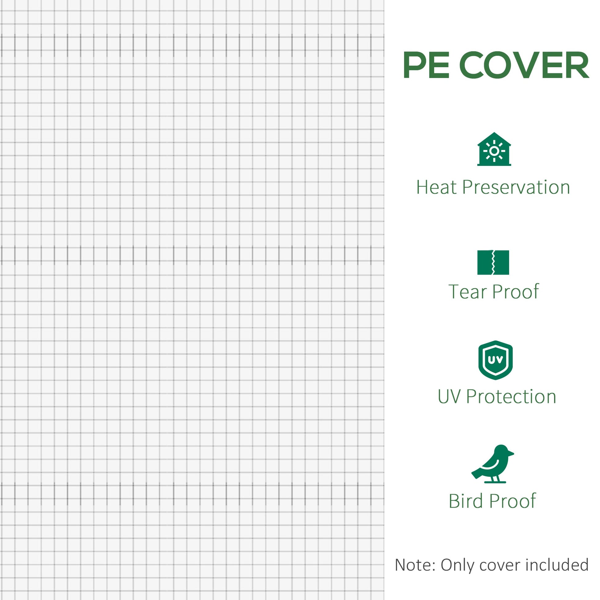 6 x 3 x 2m Greenhouse Replacement Cover ONLY Winter Garden Plant PE Cover for Tunnel Walk-in Greenhouse with Roll-up Windows Door Outdoor, White