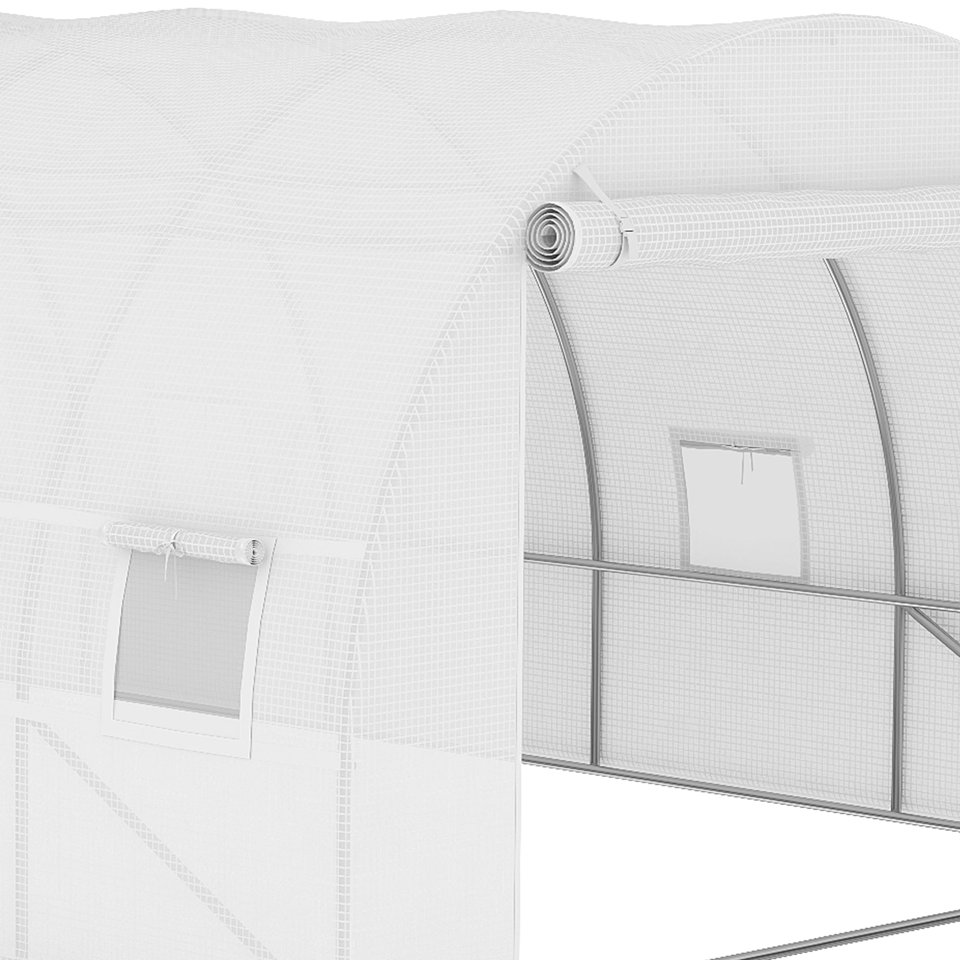 6 x 3 x 2m Greenhouse Replacement Cover ONLY Winter Garden Plant PE Cover for Tunnel Walk-in Greenhouse with Roll-up Windows Door Outdoor, White