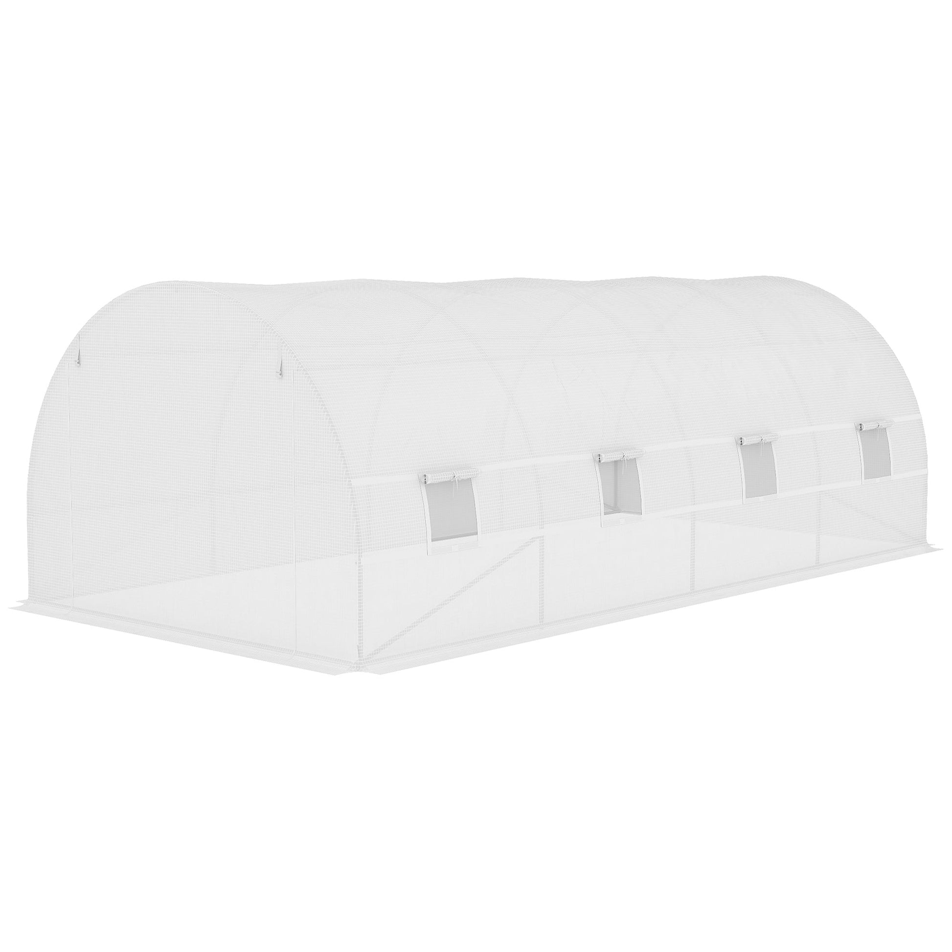 6 x 3 x 2m Greenhouse Replacement Cover ONLY Winter Garden Plant PE Cover for Tunnel Walk-in Greenhouse with Roll-up Windows Door Outdoor, White