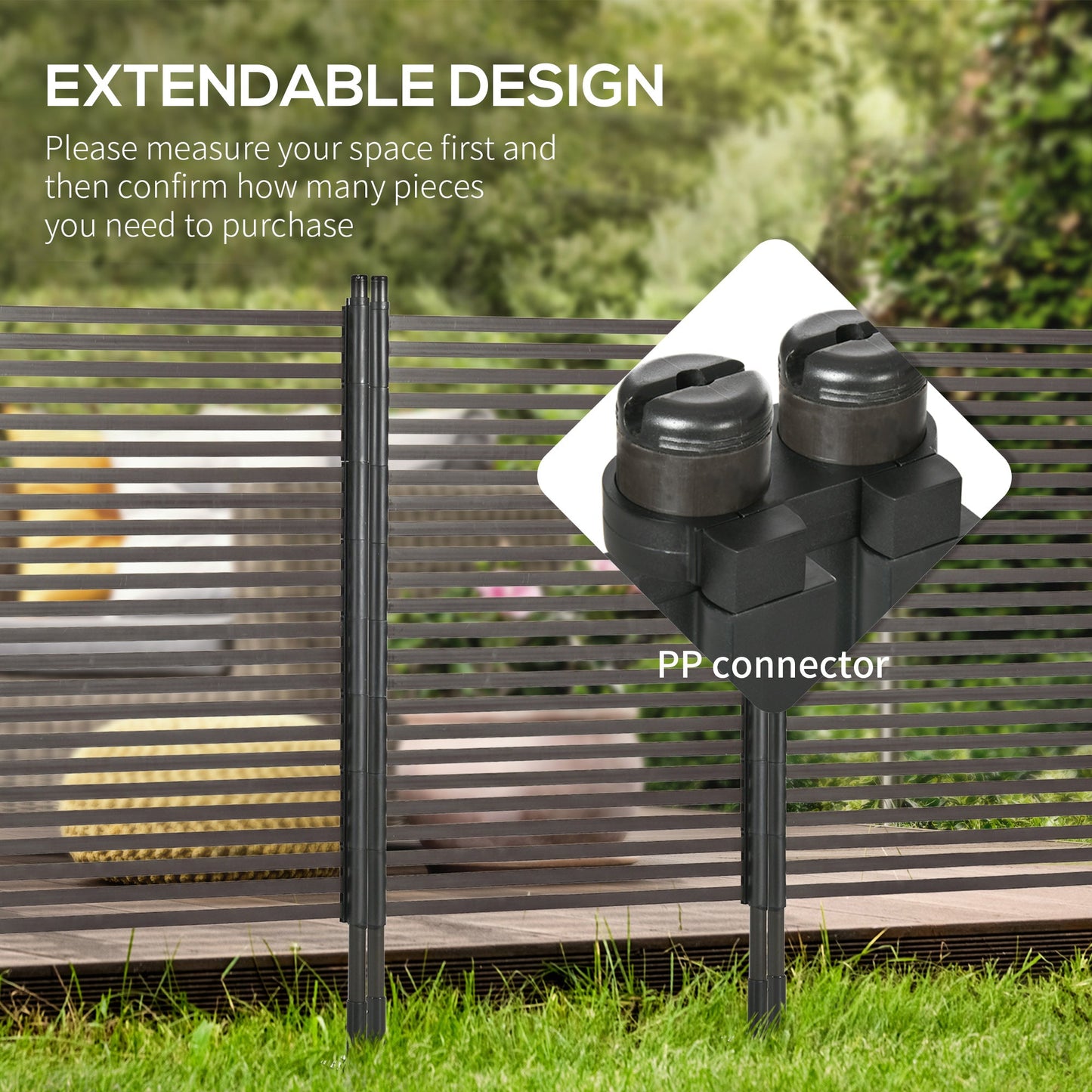 Garden Fence with 2 Standing Ways for Hard & Soft Ground, Decorative Outdoor Divider, Metal Animal Barrier Fence for Garden Patio, Brown