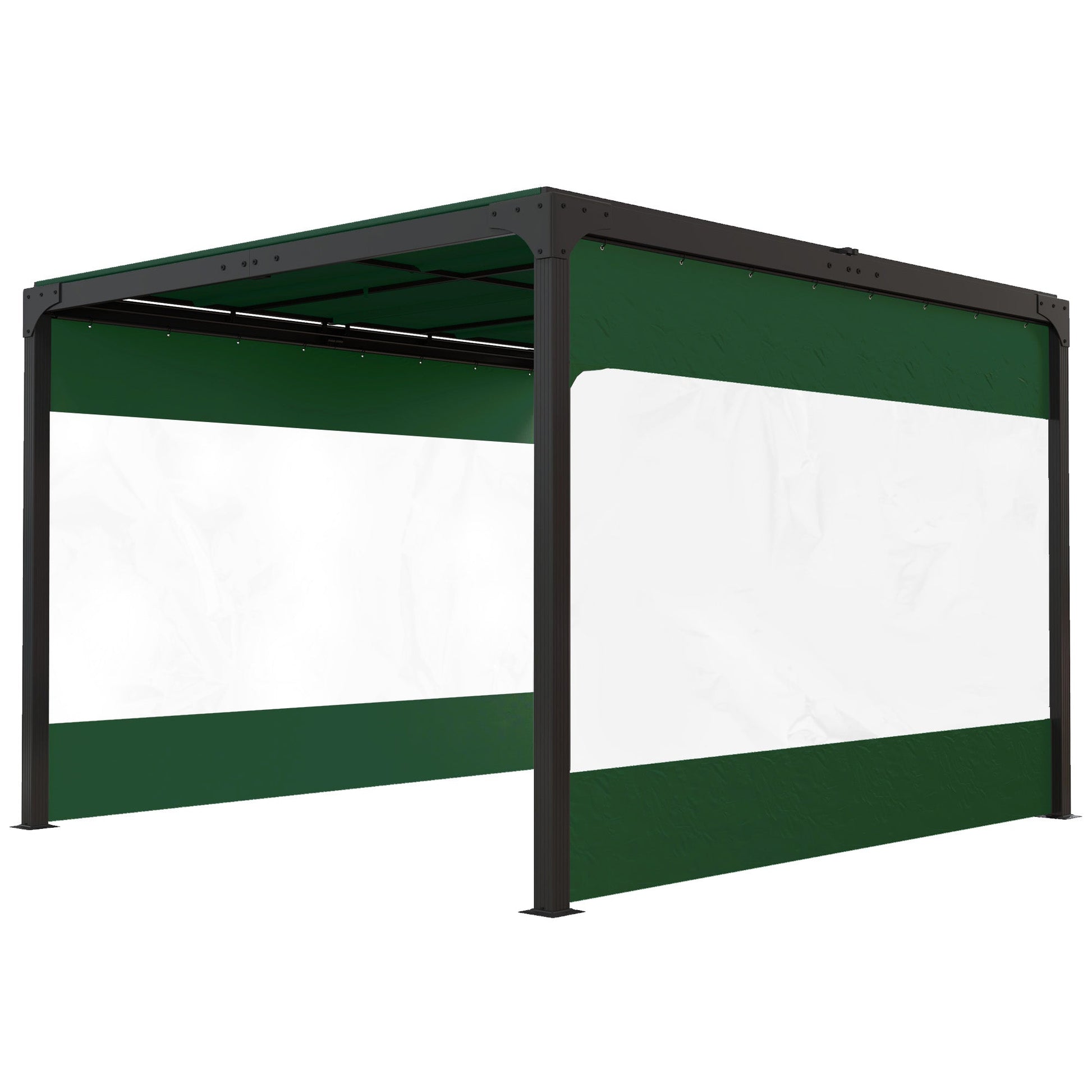 2 Pack Pergola Gazebo Side Panels with Large Window, for 3(m) Long Garden Pergola, 3x2m Gazebo Side Curtains Replacement, Green