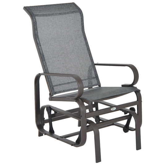 Outdoor Gliding Rocking Chair with Sturdy Metal Frame Garden Comfortable Swing Chair for Patio, Garden and Poolside, Grey