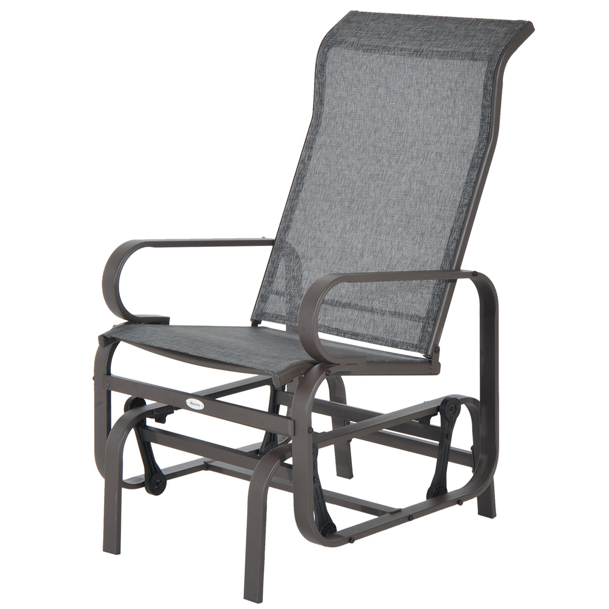 Outdoor Gliding Rocking Chair with Sturdy Metal Frame Garden Comfortable Swing Chair for Patio, Garden and Poolside, Grey