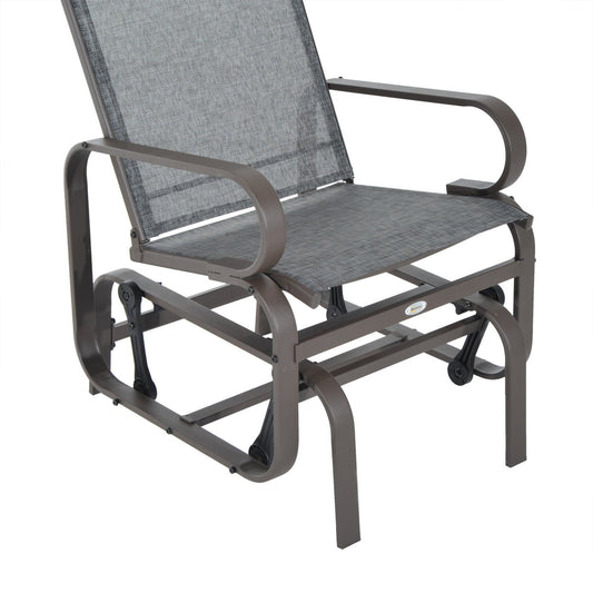 Outdoor Gliding Rocking Chair with Sturdy Metal Frame Garden Comfortable Swing Chair for Patio, Garden and Poolside, Grey