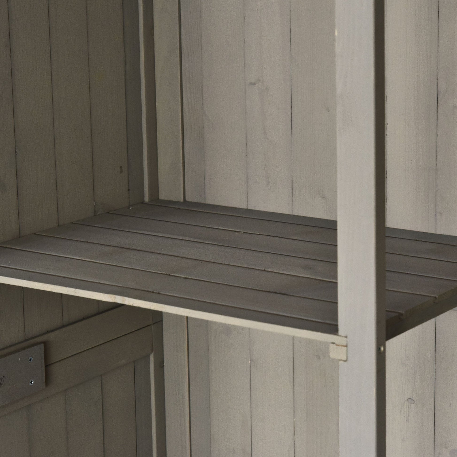 Wooden Garden Shed with Two Windows, Tool Storage Cabinet, Outdoor Double Door Organizer 127.5L x 50W x 164H cm, Grey