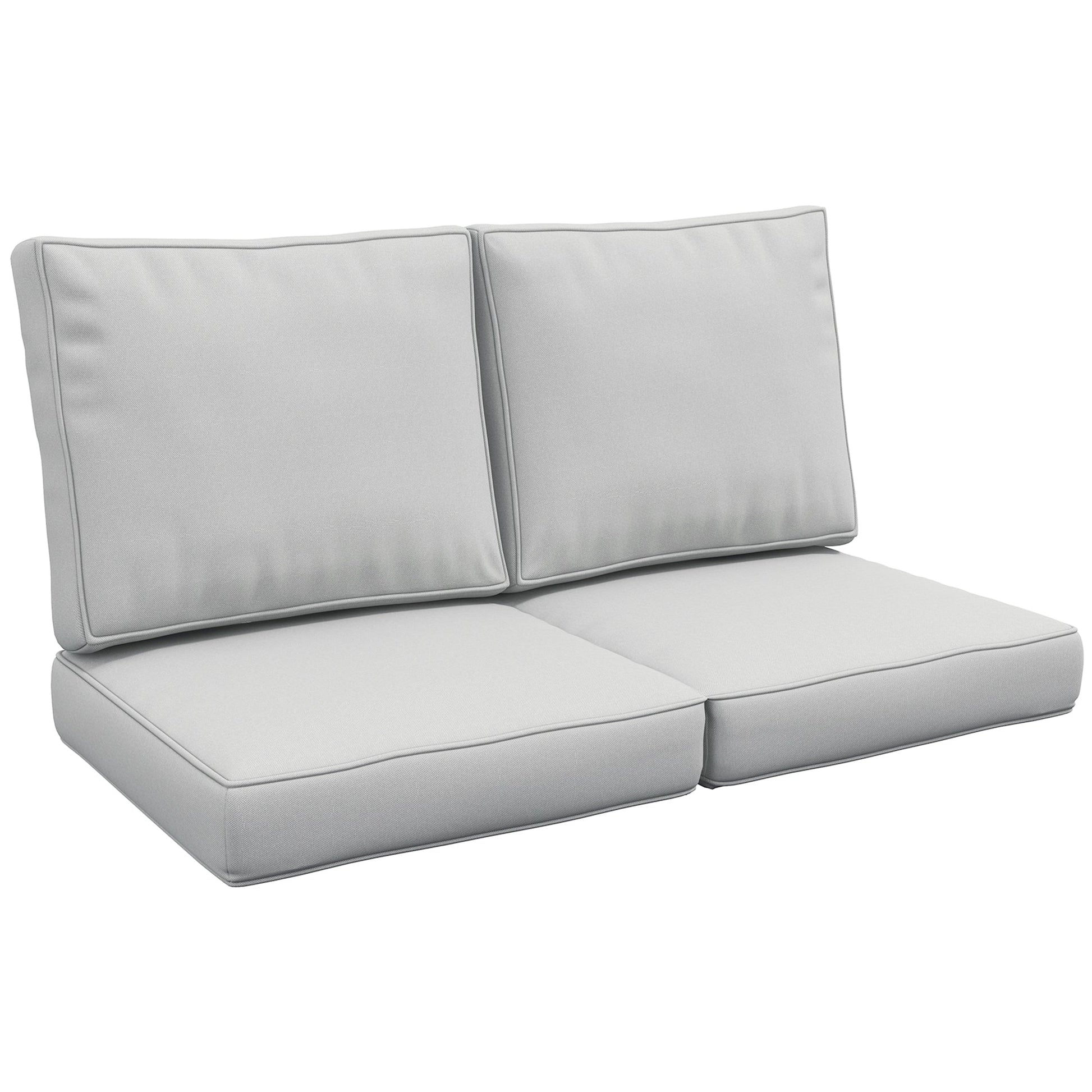 2 Seater Outdoor Seat Cushions, Backrest, Water Repellent Seat Pads for Dining Chair, Swing, Sofa, Light Grey