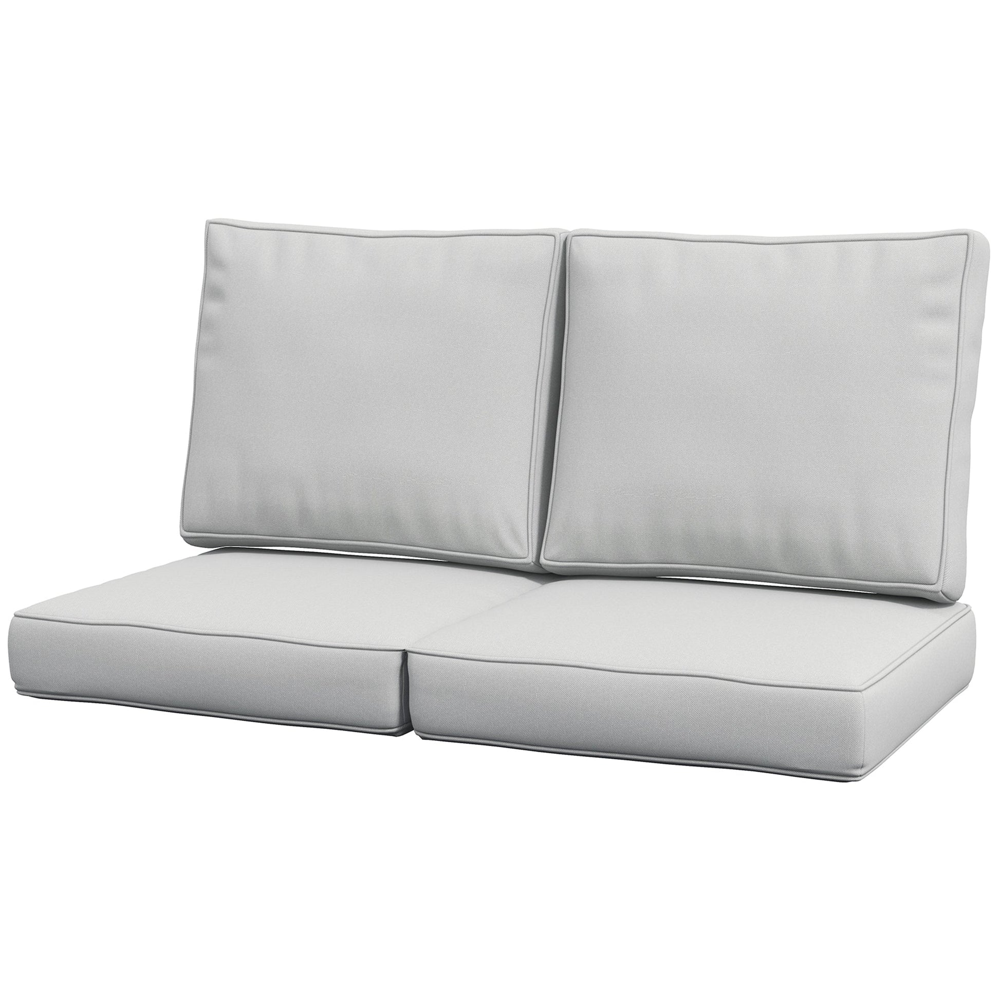 2 Seater Outdoor Seat Cushions, Backrest, Water Repellent Seat Pads for Dining Chair, Swing, Sofa, Light Grey