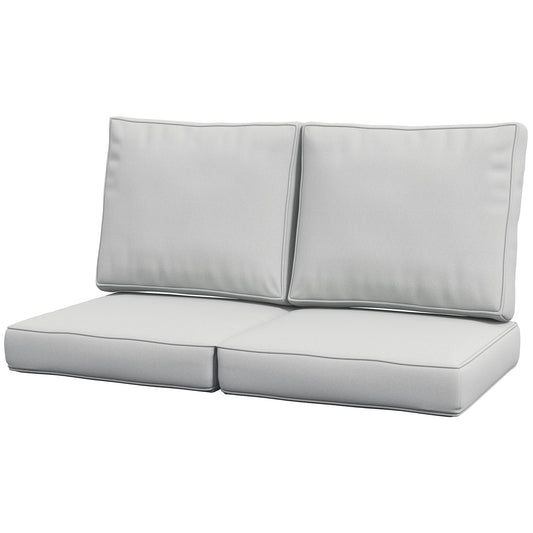 2 Seater Outdoor Seat Cushions, Backrest, Water Repellent Seat Pads for Dining Chair, Swing, Sofa, Light Grey