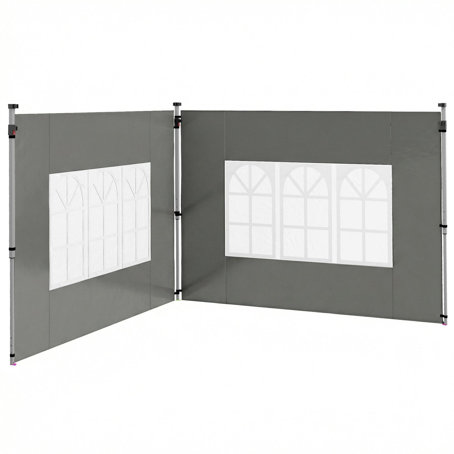 Gazebo Side Panels with Window for 3x3(m) Pop Up Gazebo, 2 Pack Sides Replacement, Dark Grey