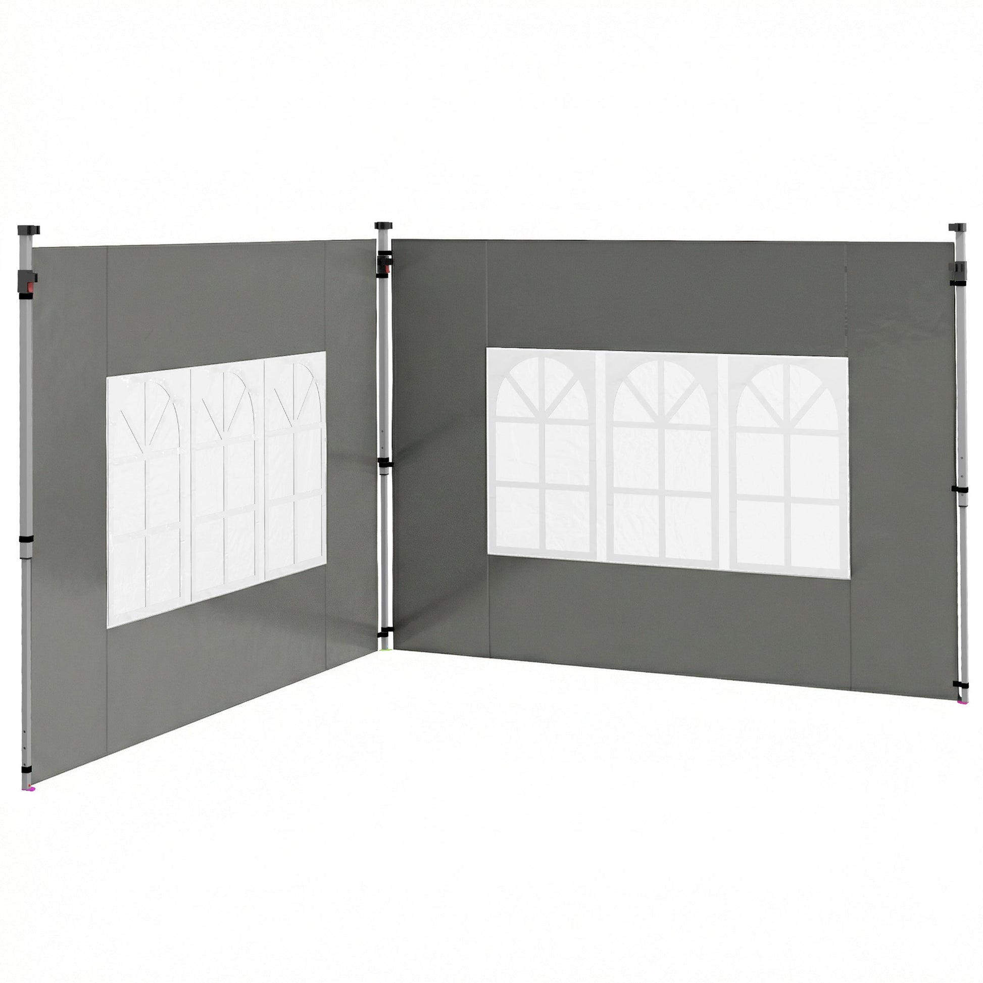 Gazebo Side Panels with Window for 3x3(m) Pop Up Gazebo, 2 Pack Sides Replacement, Dark Grey