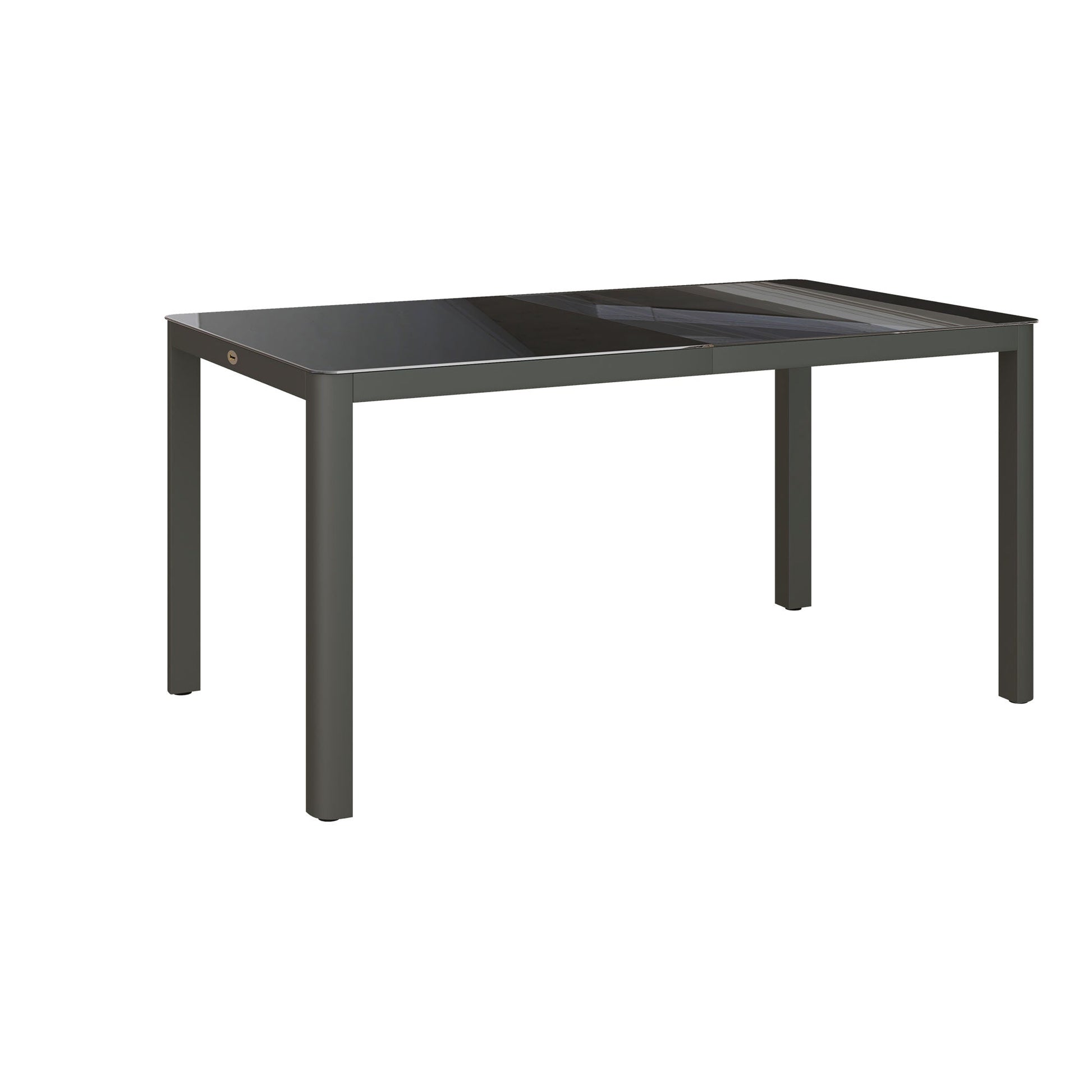 Outdoor Dining Table for 6, Tempered Glass Top and Aluminium Frame, Garden Table for Balcony, Porch, Terrace, 150cm x 88cm, Grey