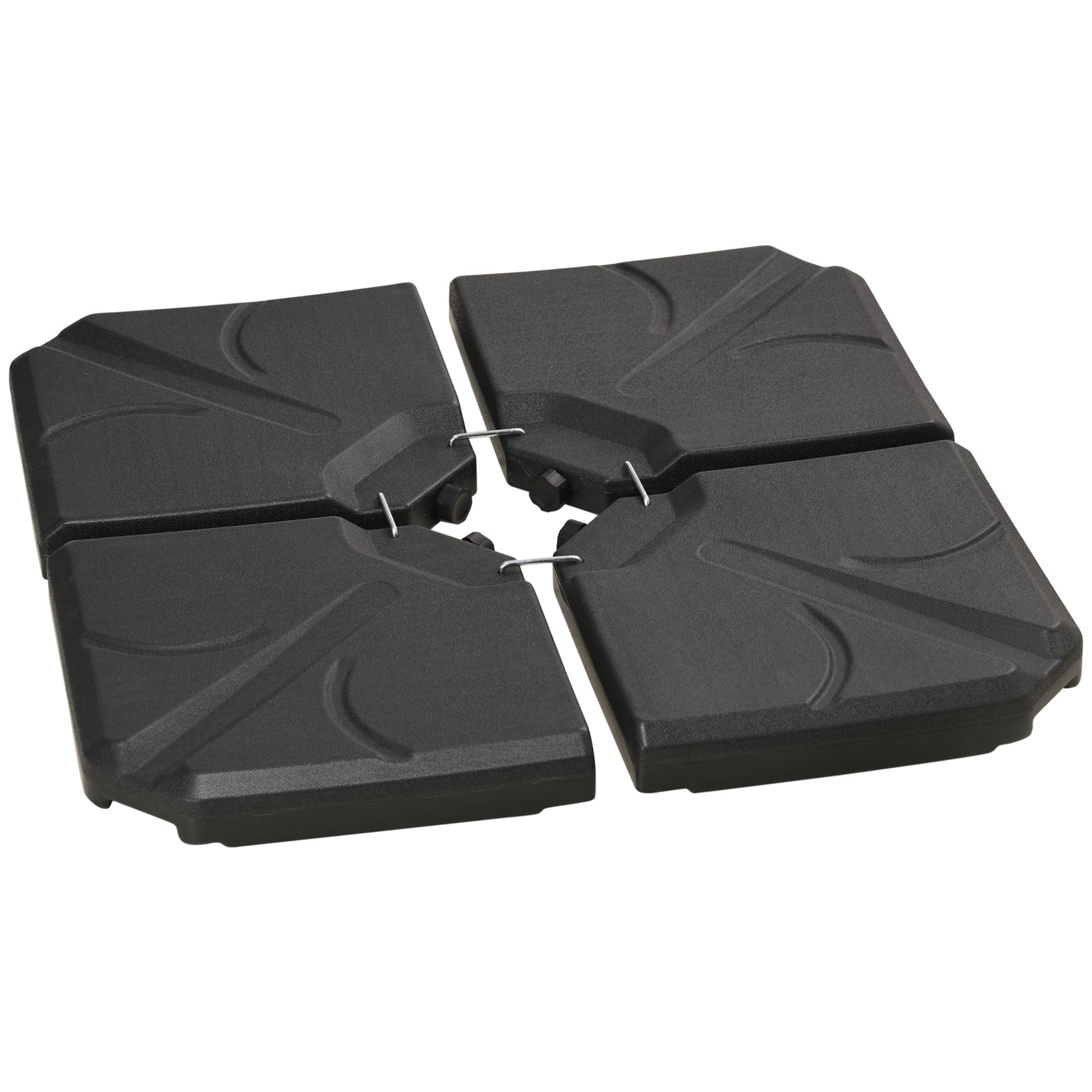 Set of 4 Parasol Base Stand Weights for Banana Hanging Cantilever Umbrella, Water and Sand Filled, Up to 84kg, Black