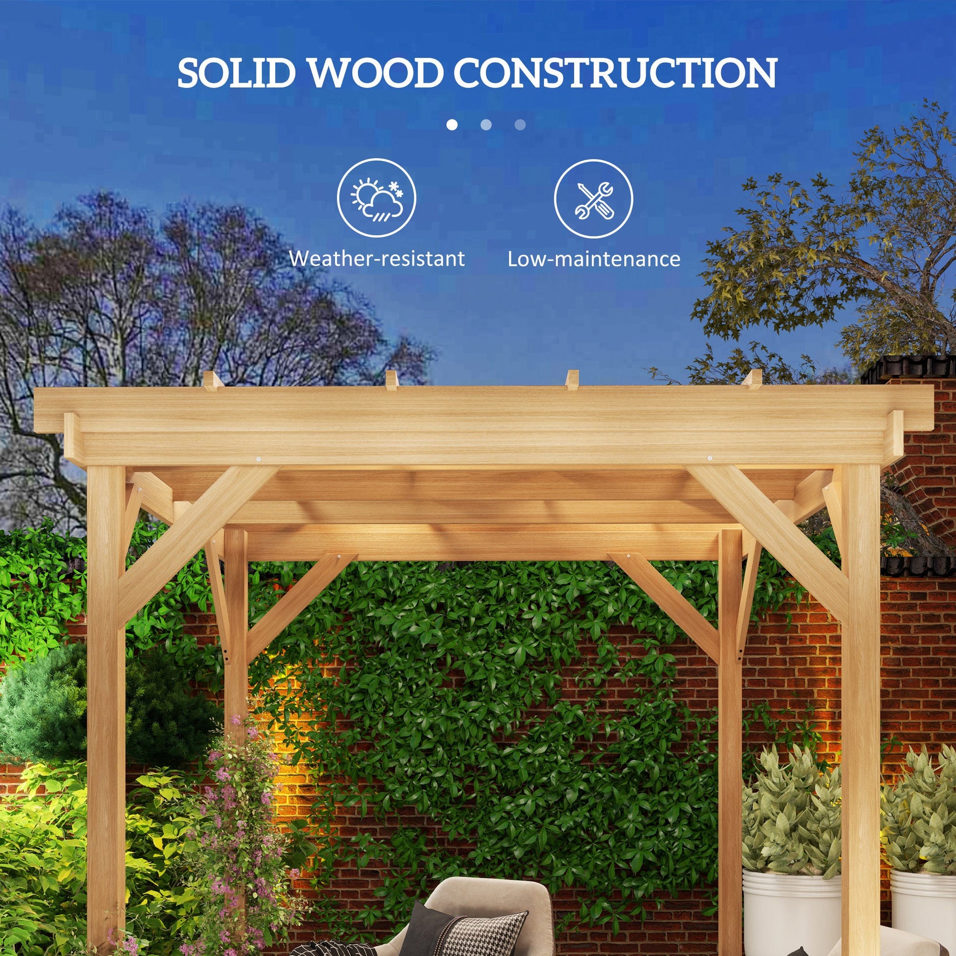 2 x 2m Wooden Pergola Kit, Decorative Garden Gazebo Shelter with Stable Structure for Climbing Vines, Flowers, Dark Brown