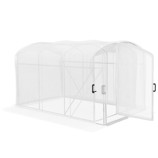 3 x 2 x 2m Polytunnel Greenhouse with Hinged Door, Walk-in Grow House Tent with UV-resistant PE Cover, Galvanised Steel Frame, Clamps, White