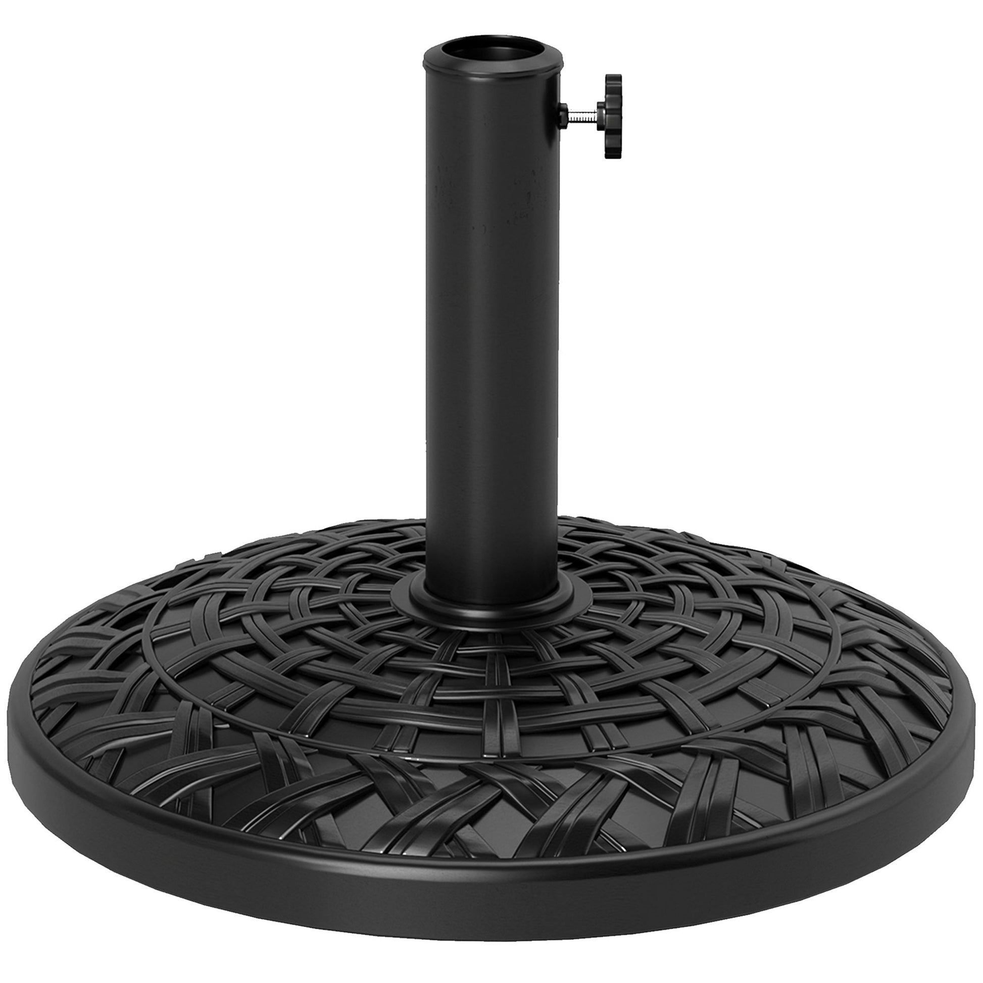 12kg Garden Parasol Base, Round Resin Garden Umbrella Base, Heavy Duty Parasol Stand for 38mm or 48mm Outdoor Umbrella Poles, Black