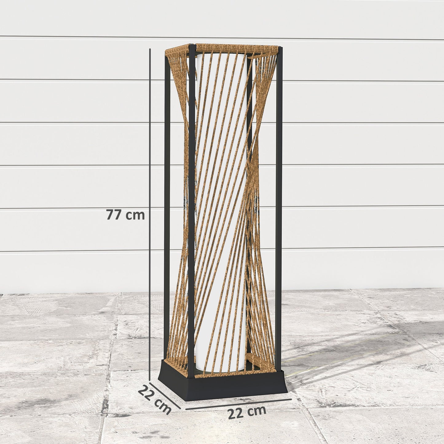 Garden Rattan Lamp, 77 cm Tall Solar Rattan Floor Lamp, Solar Garden Light with Auto On/Off LED Lights, IP44 Waterproof for Outdoor, Porch, Pathway, Terrace, Sand Brown