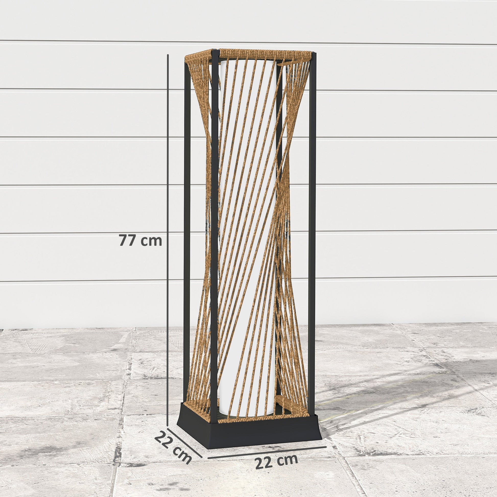 Garden Rattan Lamp, 77 cm Tall Solar Rattan Floor Lamp, Solar Garden Light with Auto On/Off LED Lights, IP44 Waterproof for Outdoor, Porch, Pathway, Terrace, Sand Brown