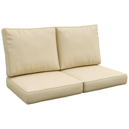 2 Seater Outdoor Seat Cushions, Backrest, Water Repellent Seat Pads for Dining Chair, Swing, Sofa, Beige