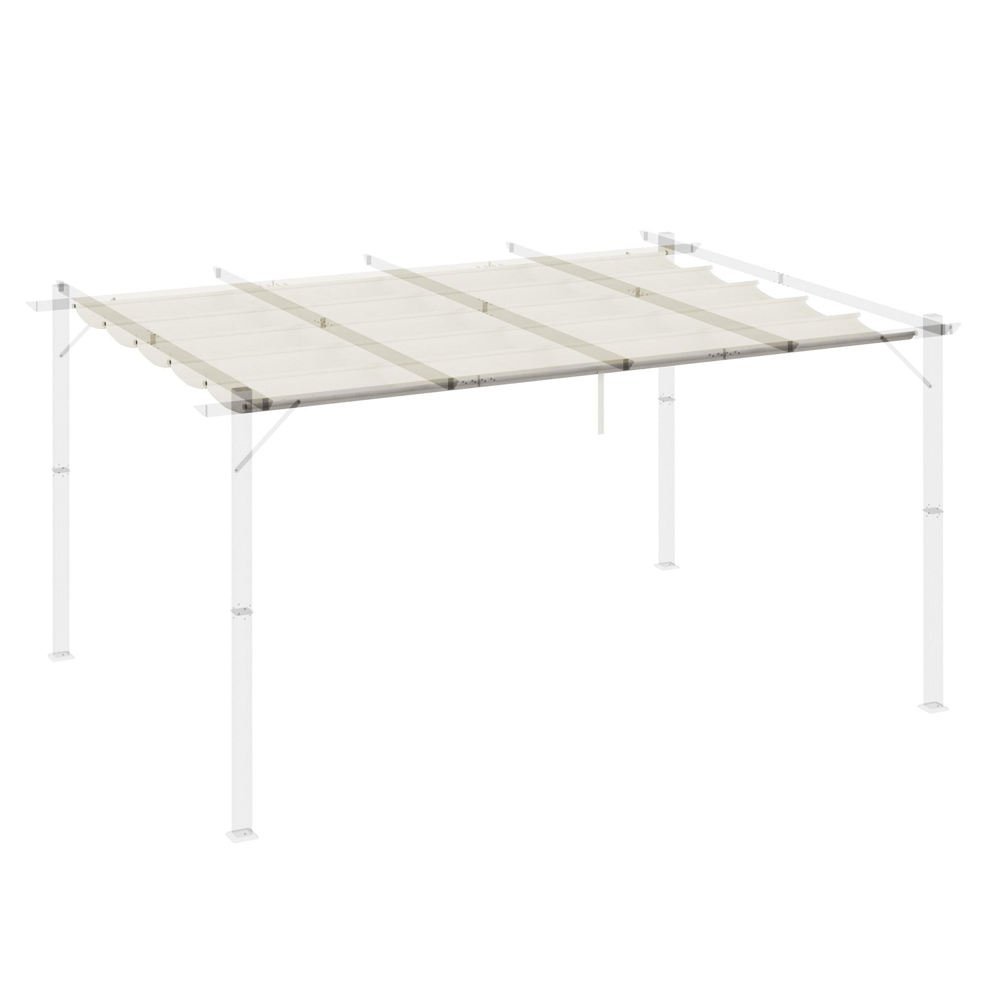 Retractable Pergola Shade Cover, Replacement Canopy Fabric for 4 x 3 (m) Pergola, Gazebo Retractable Roof, Cream White