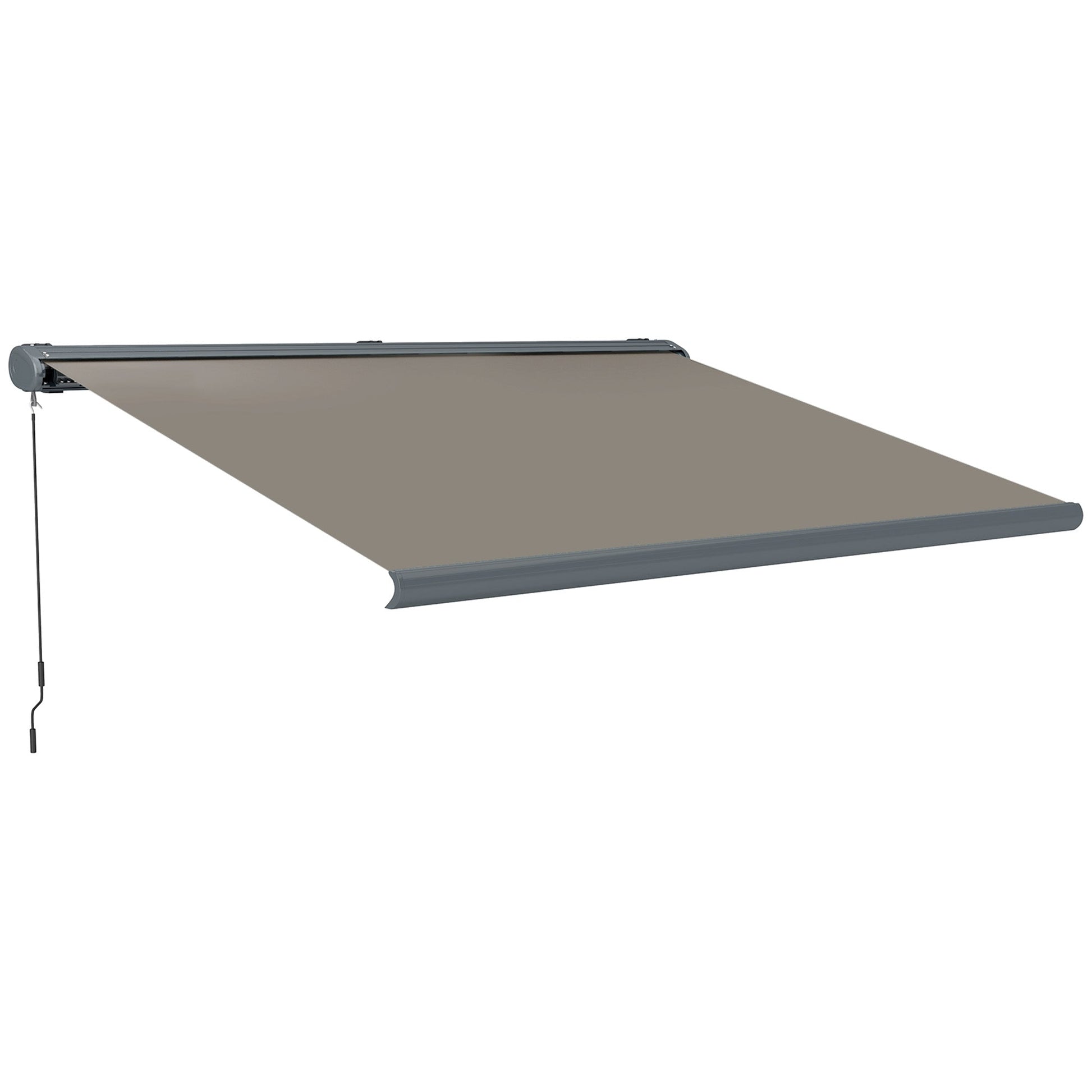 4 x 3(m) Full Cassette Electric Awning with Remote Controller, Aluminium Frame DIY Retractable Garden Awning, UPF50+ Sun Shade Canopy for Deck Door Window, Light Grey