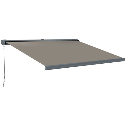 4 x 3(m) Full Cassette Electric Awning with Remote Controller, Aluminium Frame DIY Retractable Garden Awning, UPF50+ Sun Shade Canopy for Deck Door Window, Light Grey
