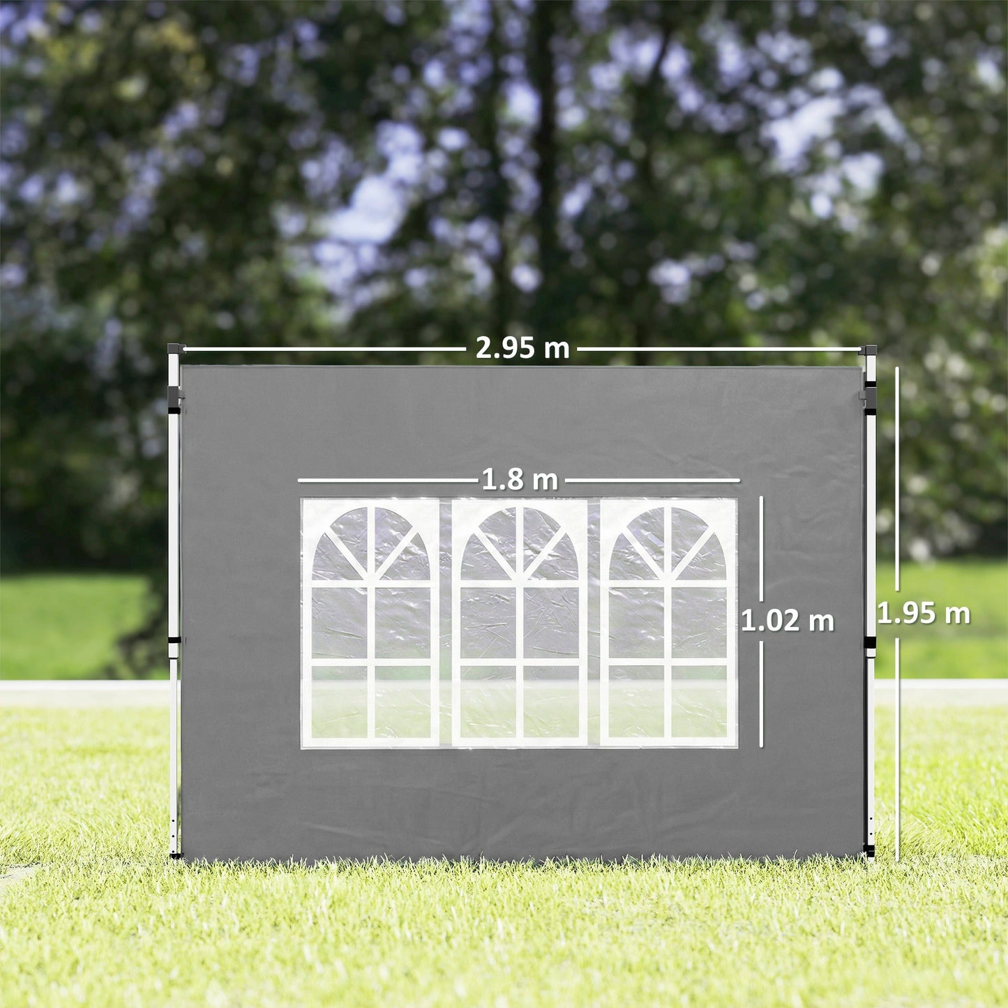 Gazebo Side Panels with Window for 3x3(m) Pop Up Gazebo, 2 Pack Sides Replacement, Dark Grey