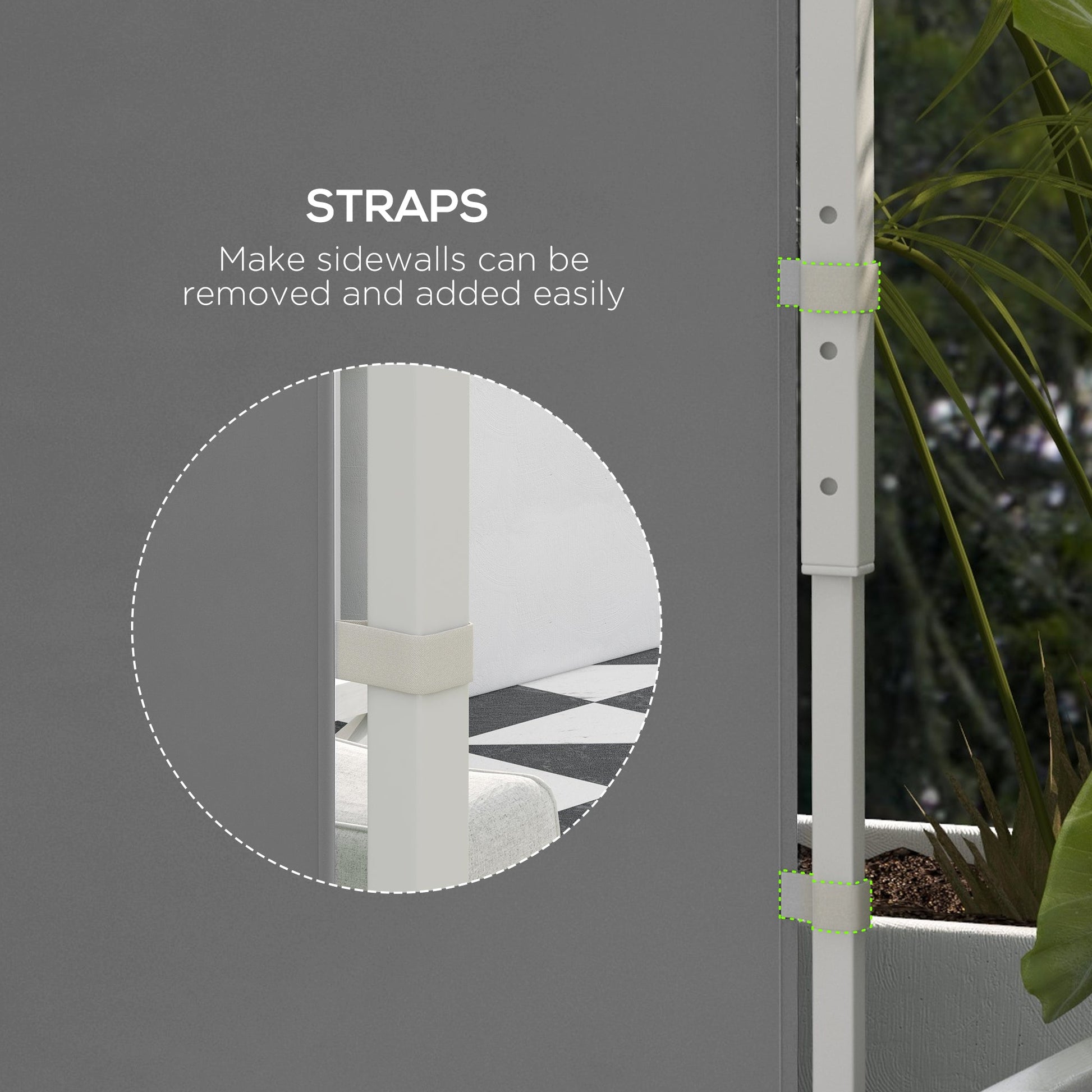 Gazebo Side Panels with Windows and Doors, for 3x3(m) or 3x6m Pop Up Gazebo, 2 Pack Sides Replacement, Light Grey
