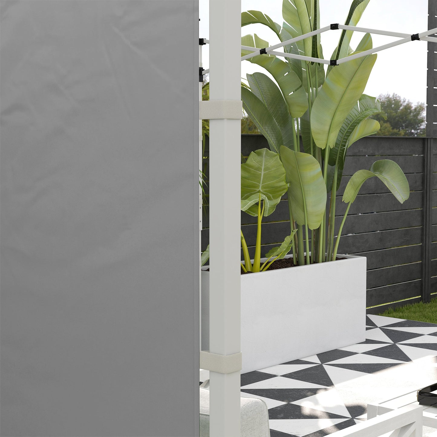 Gazebo Side Panels with Windows and Doors, for 3x3(m) or 3x6m Pop Up Gazebo, 2 Pack Sides Replacement, Light Grey