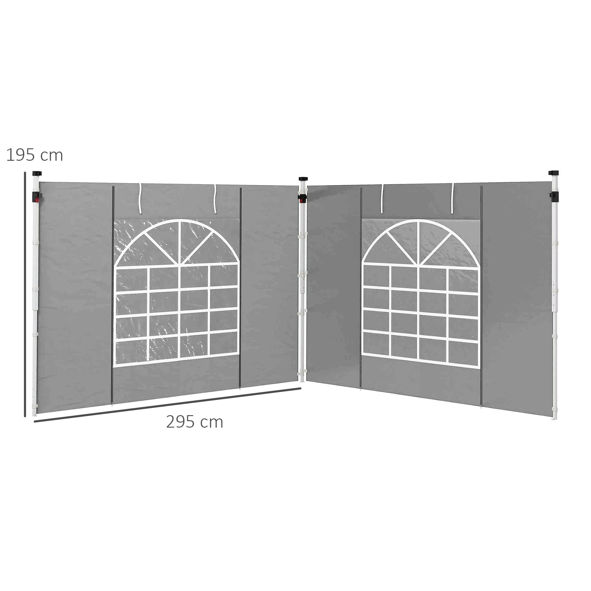 Gazebo Side Panels with Windows and Doors, for 3x3(m) or 3x6m Pop Up Gazebo, 2 Pack Sides Replacement, Light Grey
