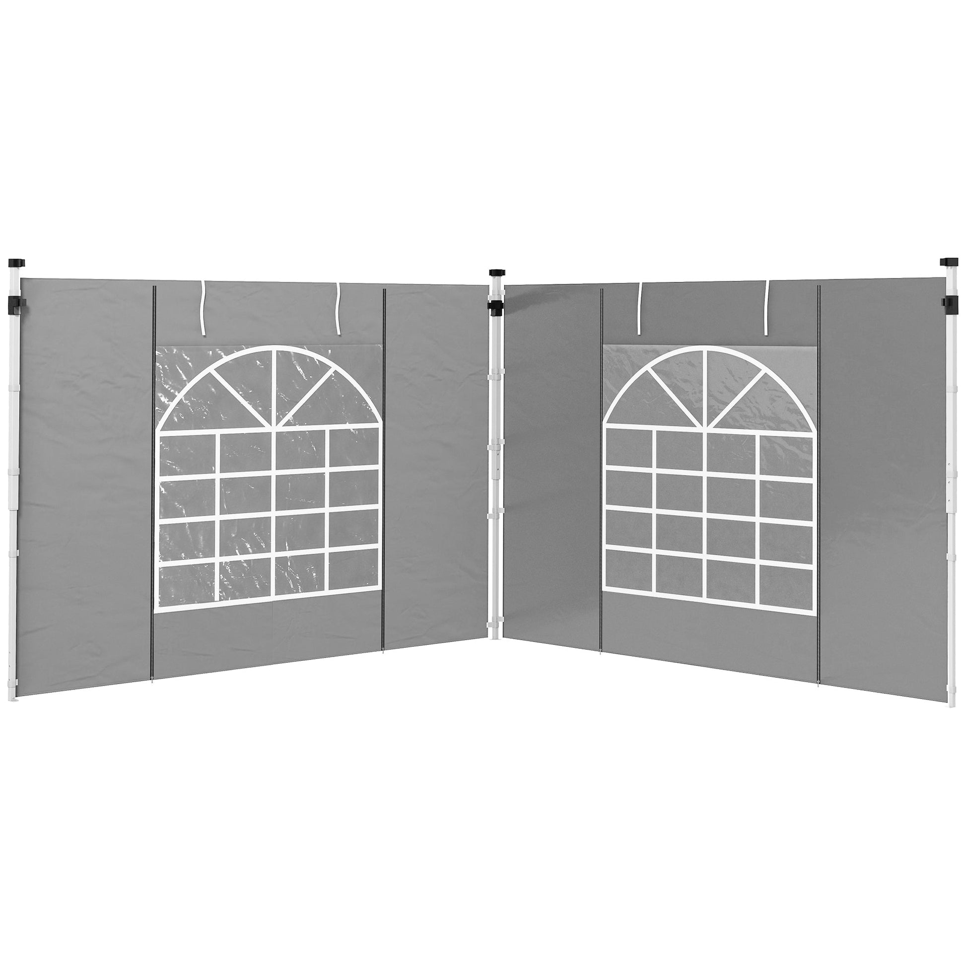 Gazebo Side Panels with Windows and Doors, for 3x3(m) or 3x6m Pop Up Gazebo, 2 Pack Sides Replacement, Light Grey