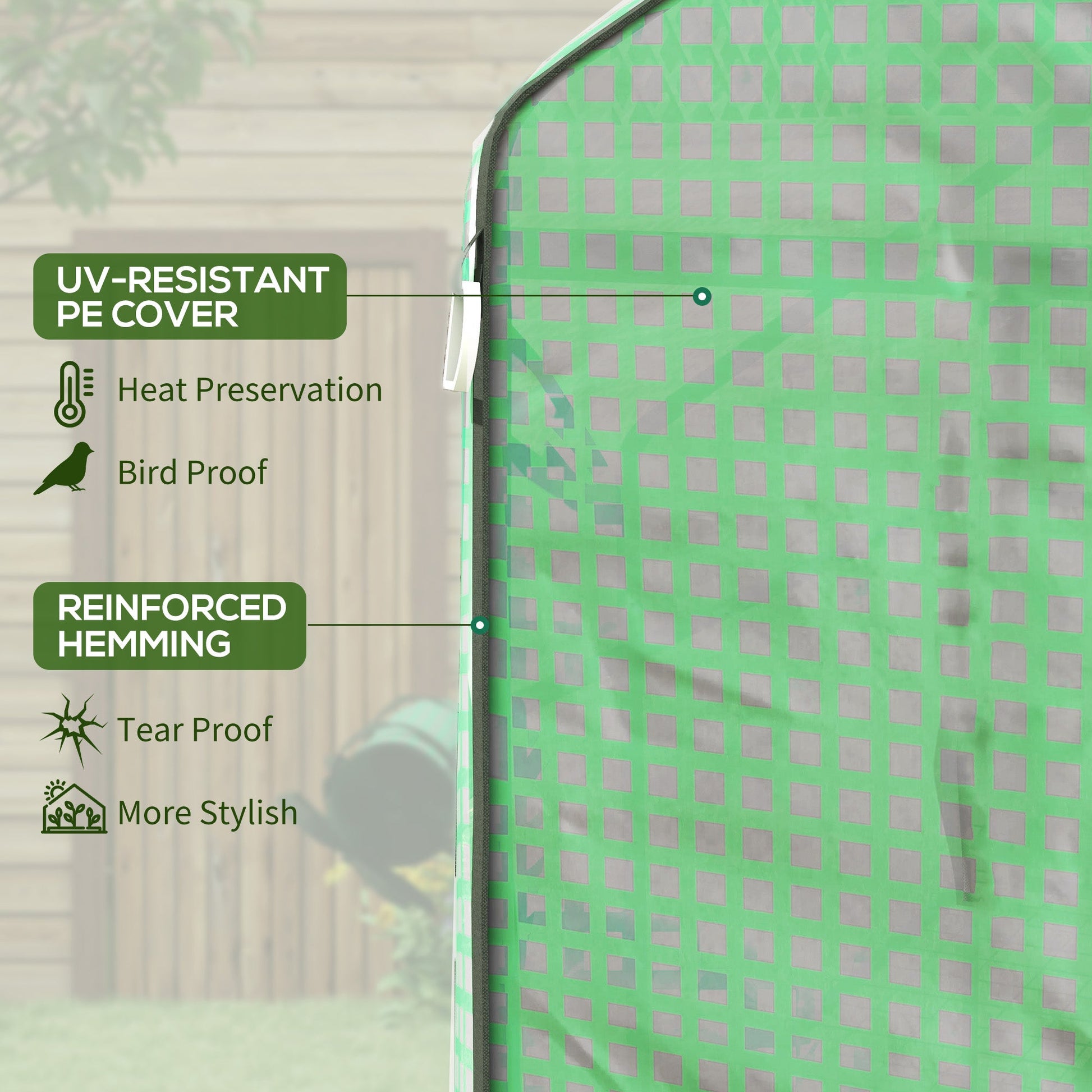 Walk-in Greenhouse with 3 Tier 12 Shelves, Small Greenhouse with Reinforced PE Cover, Garden Plant Growhouse with Roll-up Door and Three Mesh Windows, 140 x 213 x 190 cm, Green