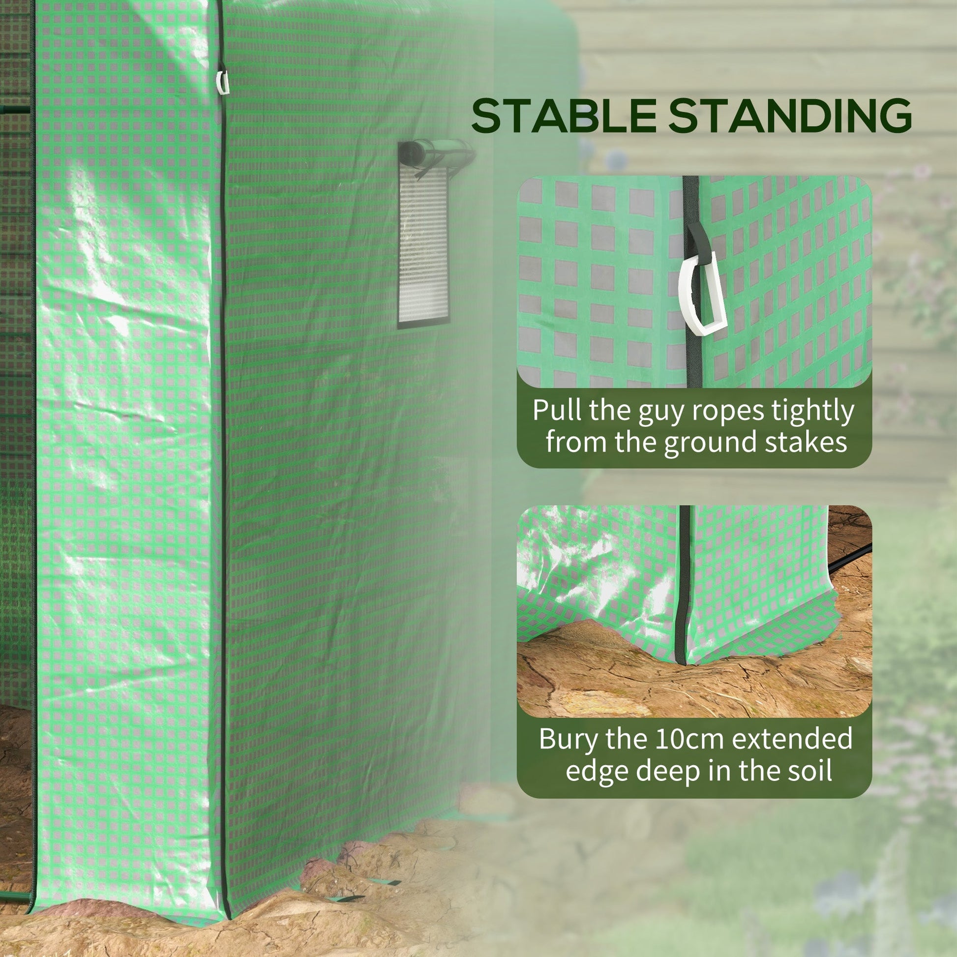 Walk-in Greenhouse with 3 Tier 12 Shelves, Small Greenhouse with Reinforced PE Cover, Garden Plant Growhouse with Roll-up Door and Three Mesh Windows, 140 x 213 x 190 cm, Green