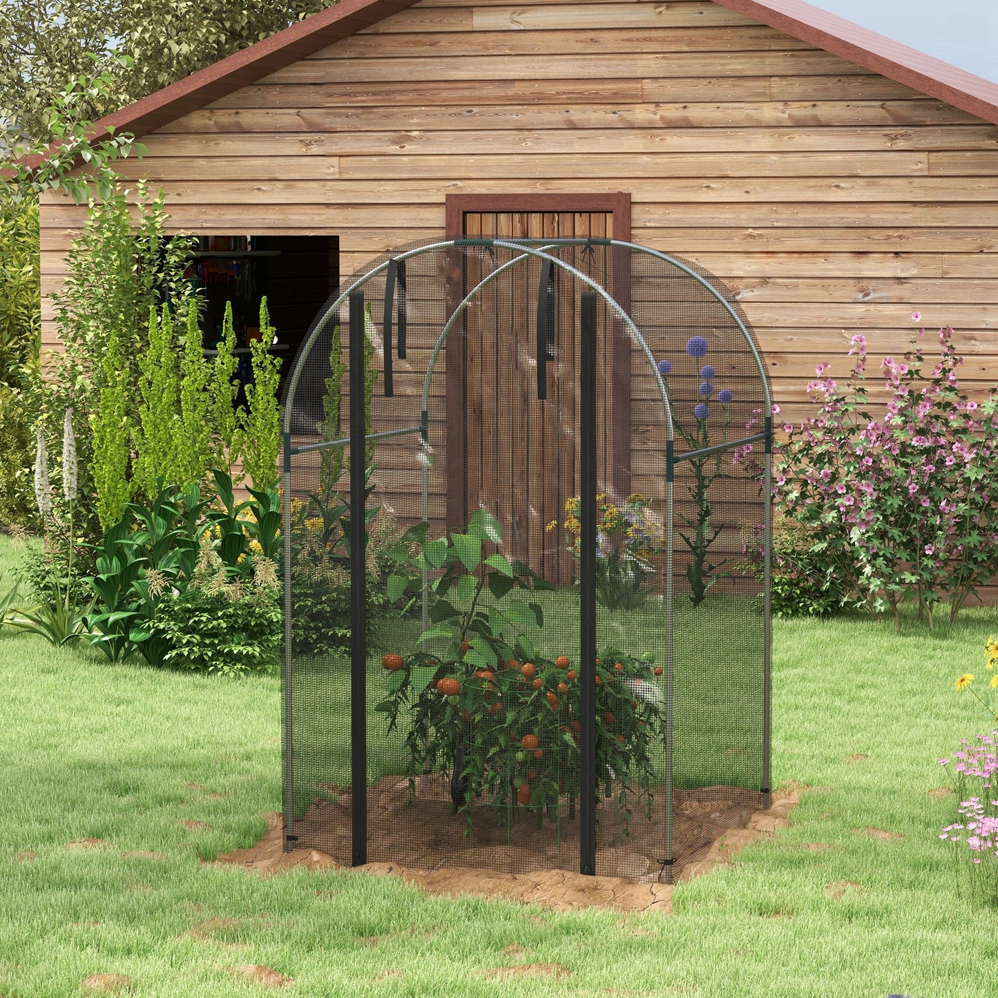 Fruit Cage Bird Netting, Heavy Duty Fruit and Vegetable Protection Tent with Zipped Door, Anti Bird, Insects, Small Animals, 1.2 x 1.2 x 1.9m, Black