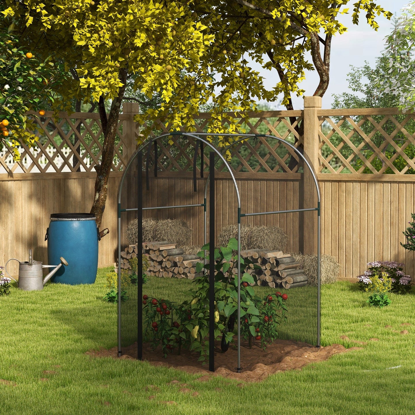 Fruit Cage Bird Netting, Heavy Duty Fruit and Vegetable Protection Tent with Zipped Door, Anti Bird, Insects, Small Animals, 1.2 x 1.2 x 1.9m, Black