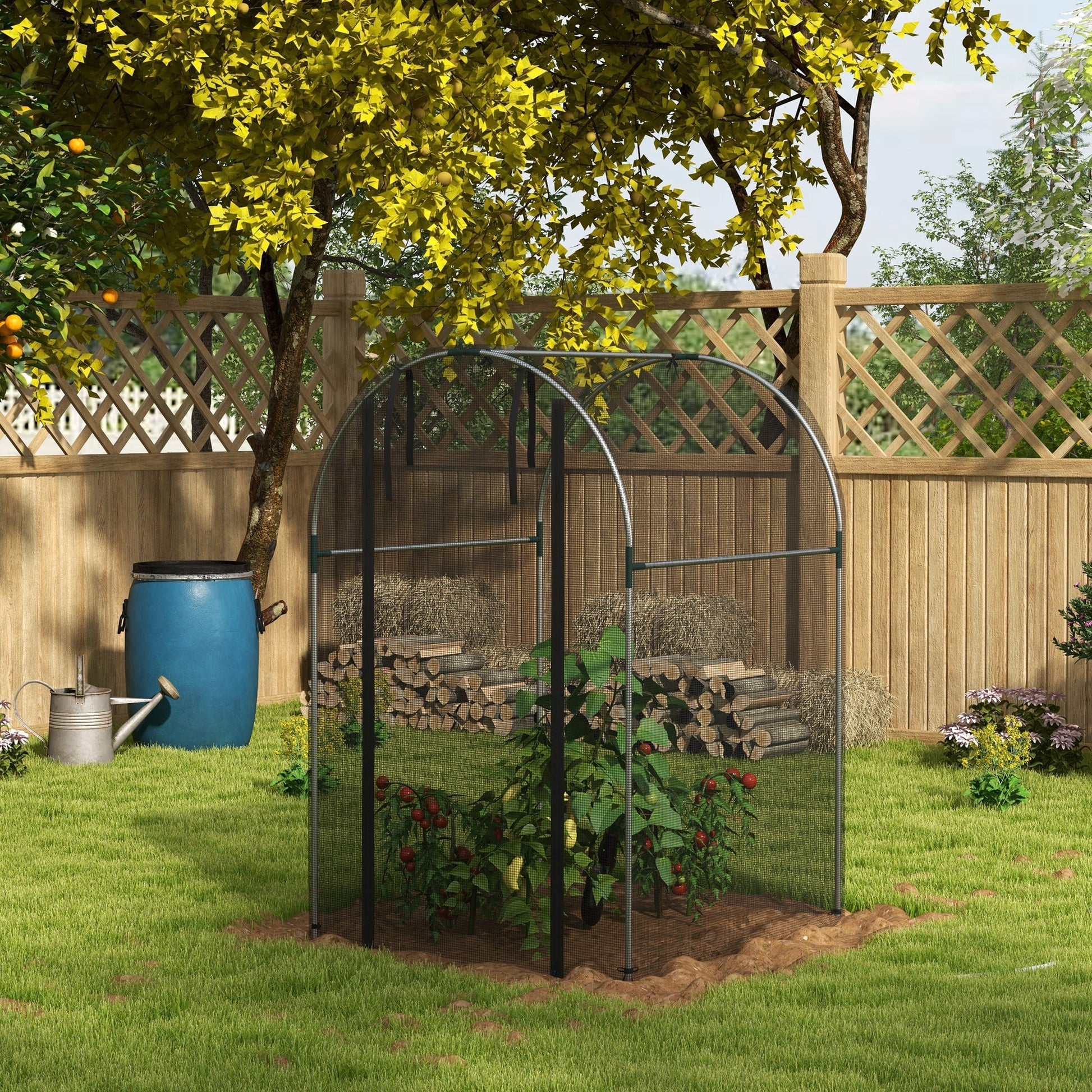 Fruit Cage Bird Netting, Heavy Duty Fruit and Vegetable Protection Tent with Zipped Door, Anti Bird, Insects, Small Animals, 1.2 x 1.2 x 1.9m, Black