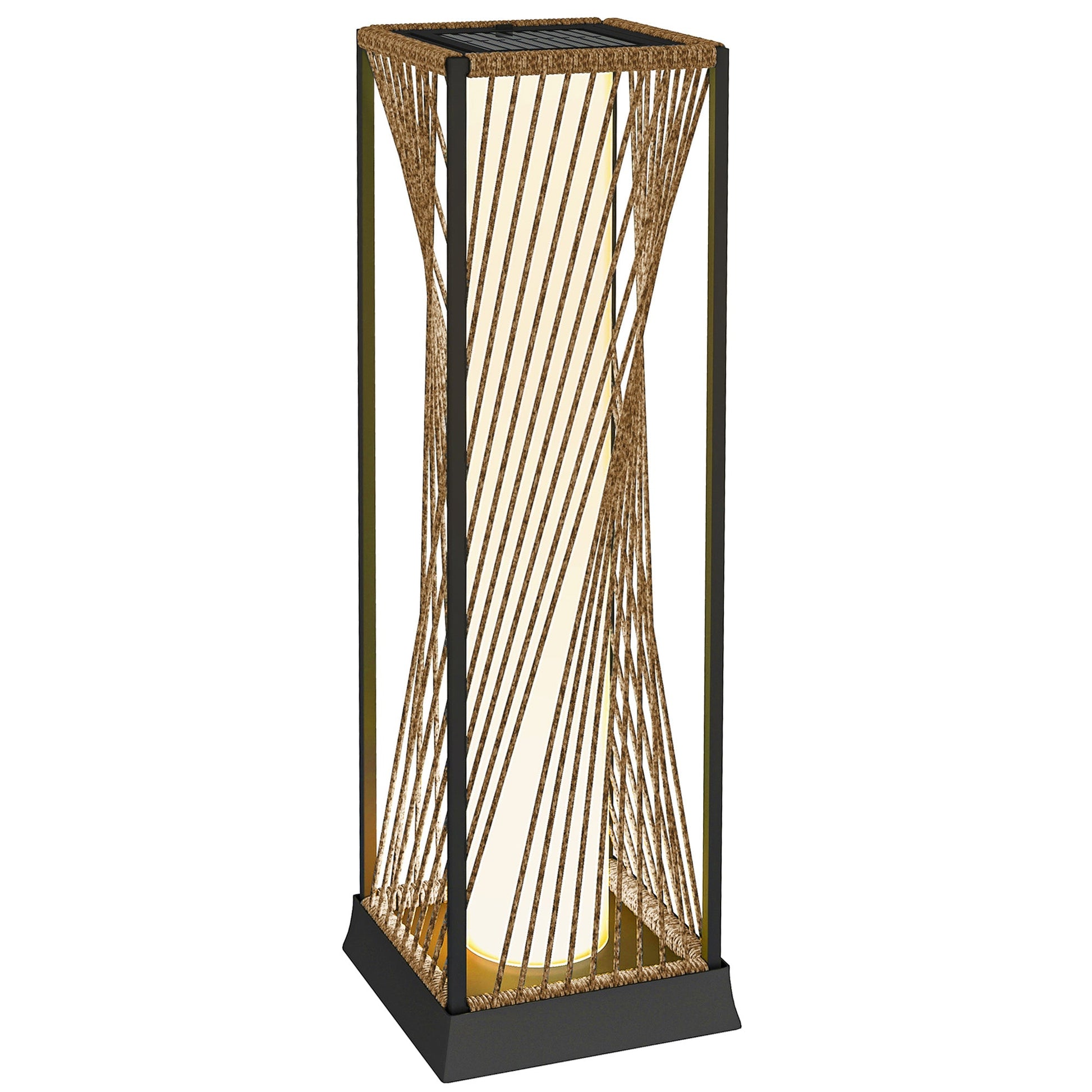 Garden Rattan Lamp, 77 cm Tall Solar Rattan Floor Lamp, Solar Garden Light with Auto On/Off LED Lights, IP44 Waterproof for Outdoor, Porch, Pathway, Terrace, Sand Brown
