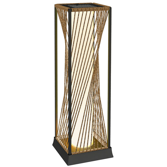 Garden Rattan Lamp, 77 cm Tall Solar Rattan Floor Lamp, Solar Garden Light with Auto On/Off LED Lights, IP44 Waterproof for Outdoor, Porch, Pathway, Terrace, Sand Brown