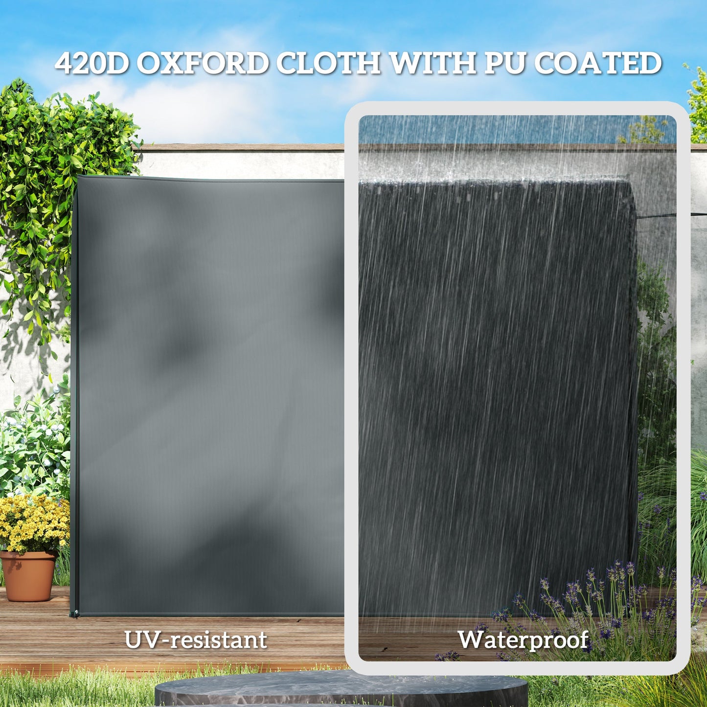 3 Seater Garden Swing Cover, Waterproof Swing Chair Cover, Windproof and Anti-UV 420D Outdoor Swing Bench Cover with Zip, 220 x 125 x 172cm, Grey