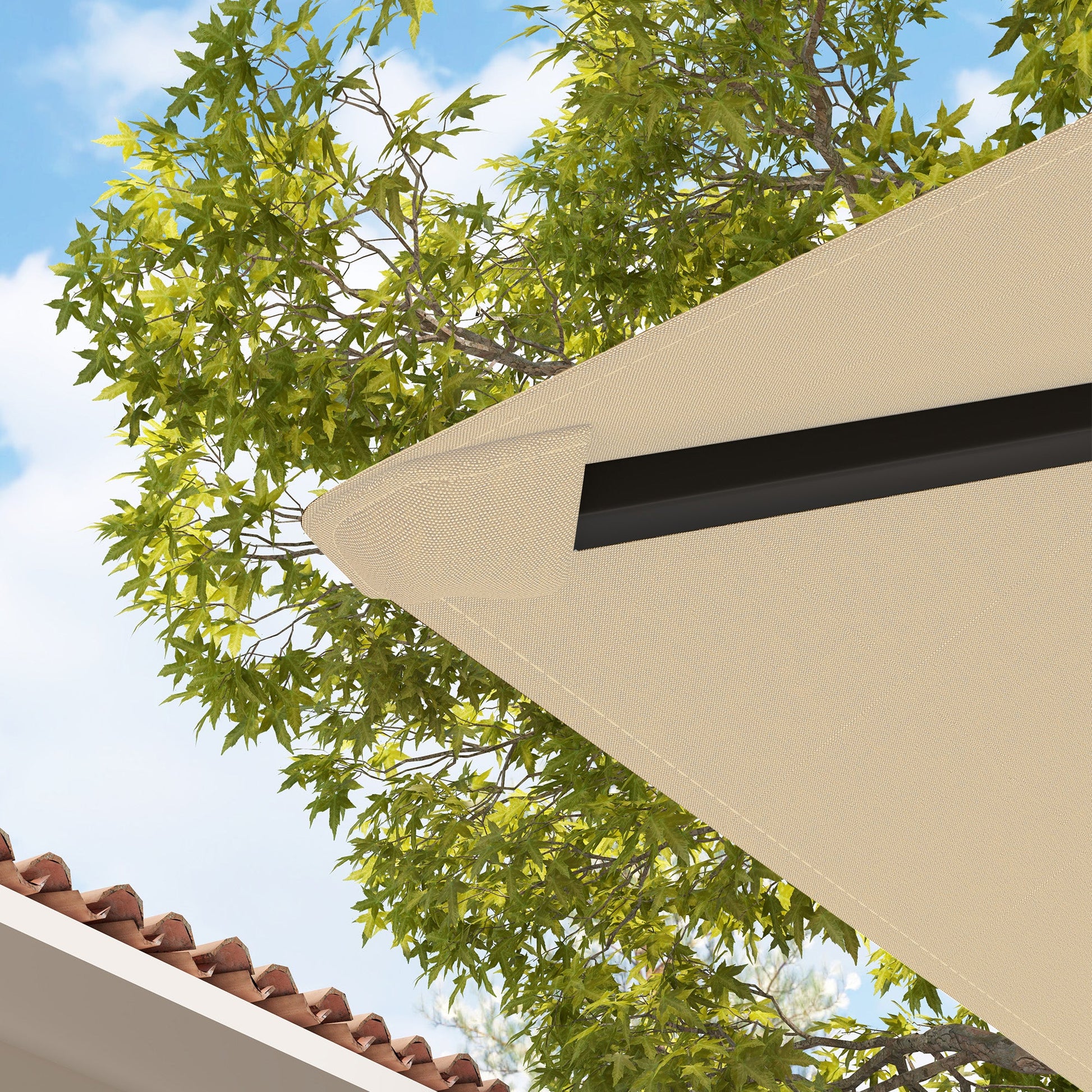 3 x 3(m) Gazebo Canopy Replacement Cover, Garden Gazebo Roof Replacement with Drain Holes, Water Resistant PVC Coating, 370g/㎡, UPF30+, TOP COVER ONLY, Beige