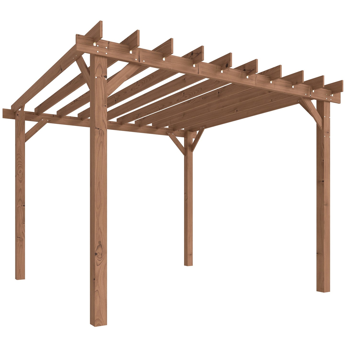 3 x 3 m Wooden Pergola Kit, Garden Pergola Gazebo Grape Trellis with Triangle Supports, Crossing Beams for Climbing Vines, Flowers, Sun Shade Shelter for Grill, Patio, Maple Wood-effect